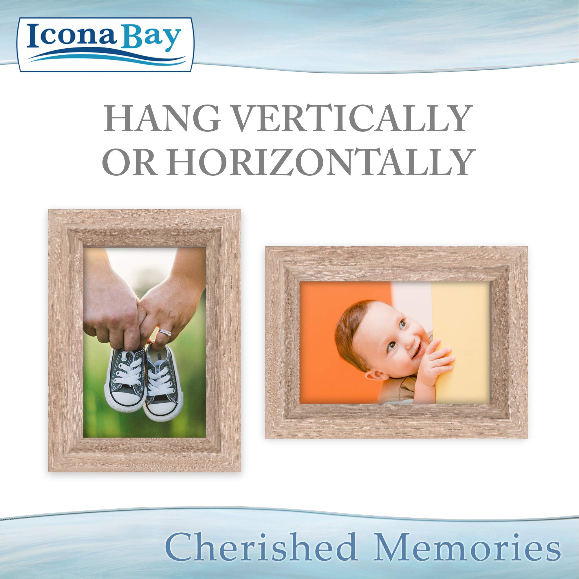 Icona Bay 4x6 Picture Frame Set of 6 - Weathered Oak Wood Finish, Traditional Style Composite Wood Photo Frames for Wall or Table Display - Perfect for Home Decor, Office, Wedding Photos & Family Memories