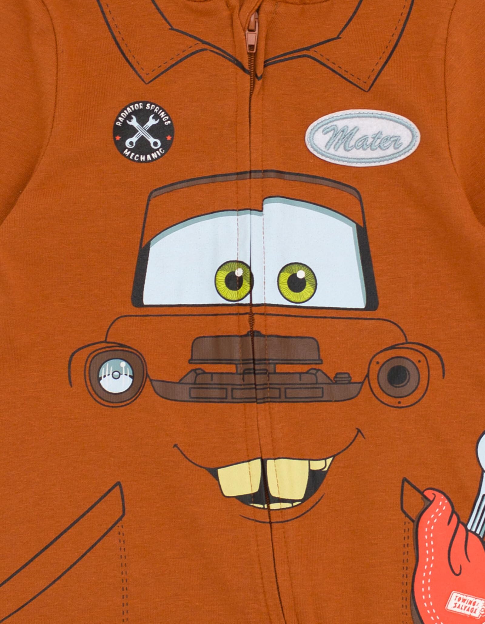 Disney Pixar Cars Tow Mater & Lightning McQueen Zip-Up Coverall Jumpsuit for Newborn to Toddler - Perfect for Halloween Costume, Birthday Party & Cosplay