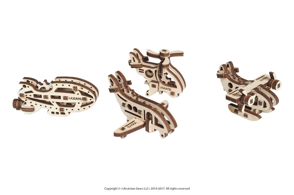 UGears U Fidget Aircraft - 3D Wooden Puzzle Model Kit for Adults & Teens - DIY Mechanical Toy Plane - Stress Relief & Focus Tool - Perfect for Office Desk, Classroom & Home Decor