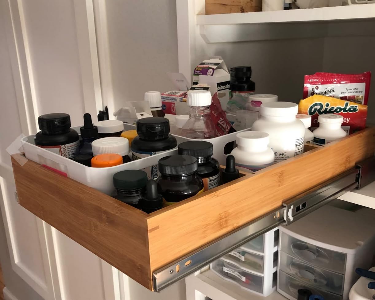 Premium Bamboo Pull-Out Cabinet Organizer - 12