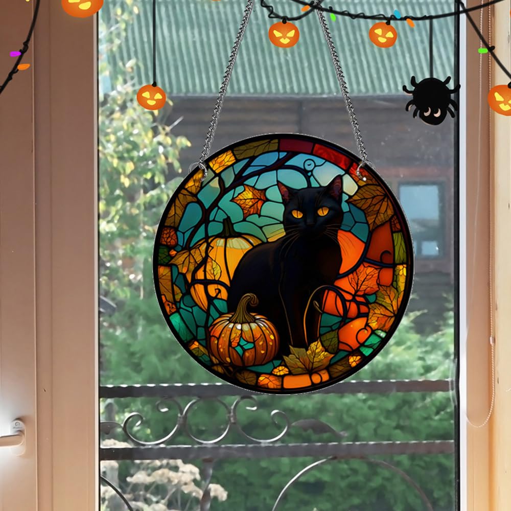 MATIHAY Black Cat Acrylic Window Hanging - Cute Cat Wall Decor for Cat Lovers, Halloween Fall Christmas Home & Cafe Decoration (Little Cat, Small Size) - Perfect for Living Room, Bedroom, Office & Gift Giving