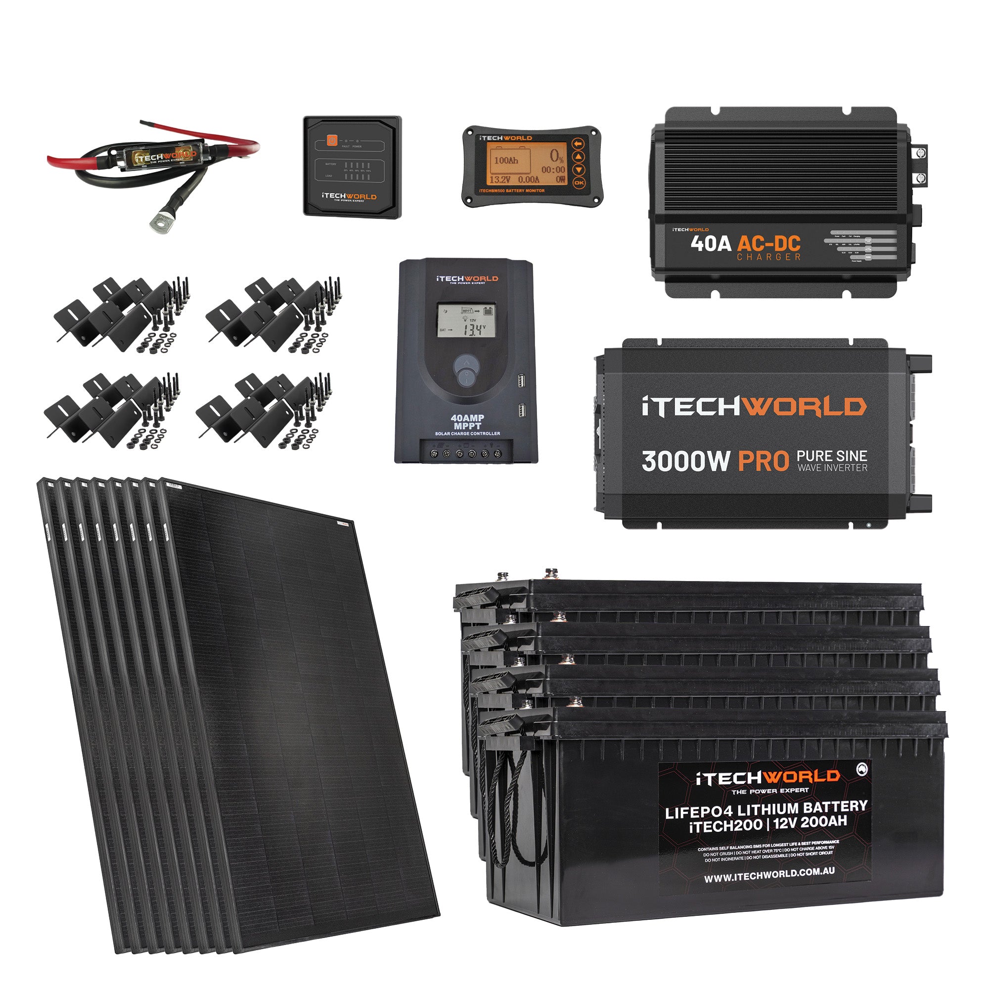 iTechworld 10.24kWh Off Grid Solar Power System Kit - Complete Energy Solution for Home, RV & Emergency Backup