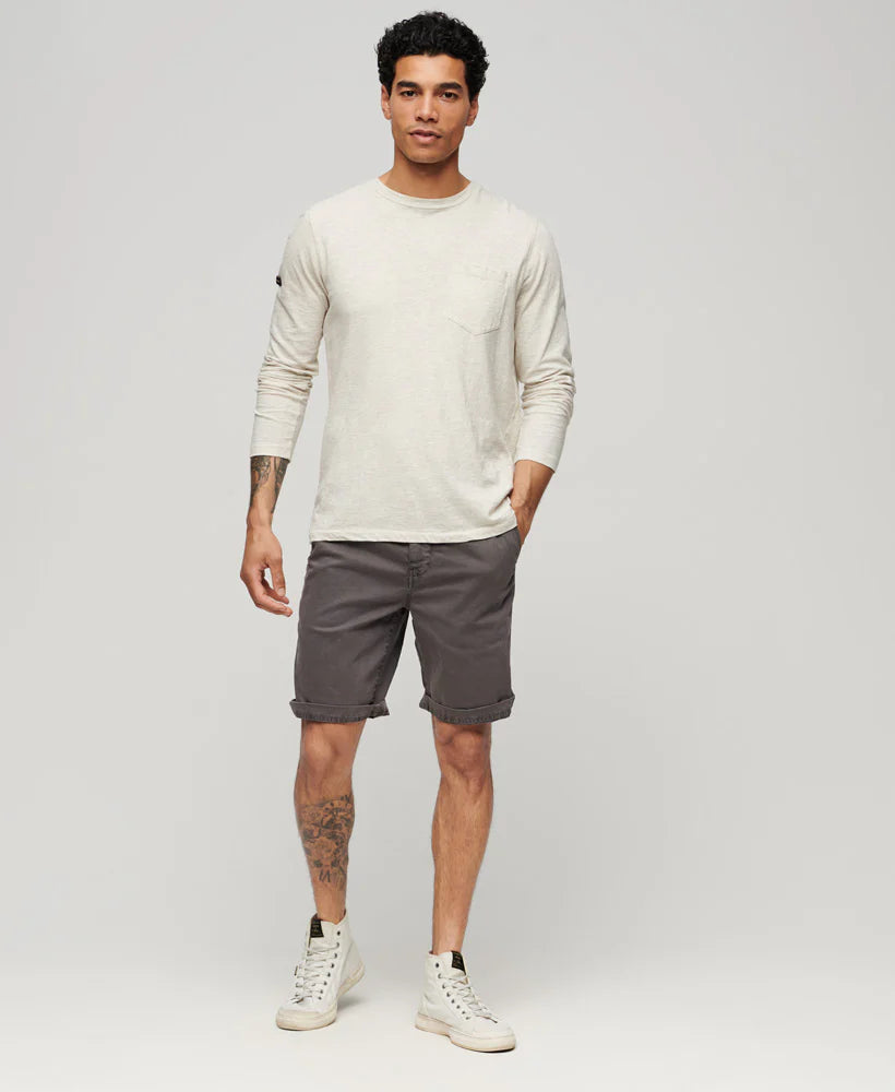 Men's Officer Chino Shorts - Washed Grey Casual Shorts for Summer | Comfortable & Stylish for Outdoor Activities, Travel & Weekend Wear