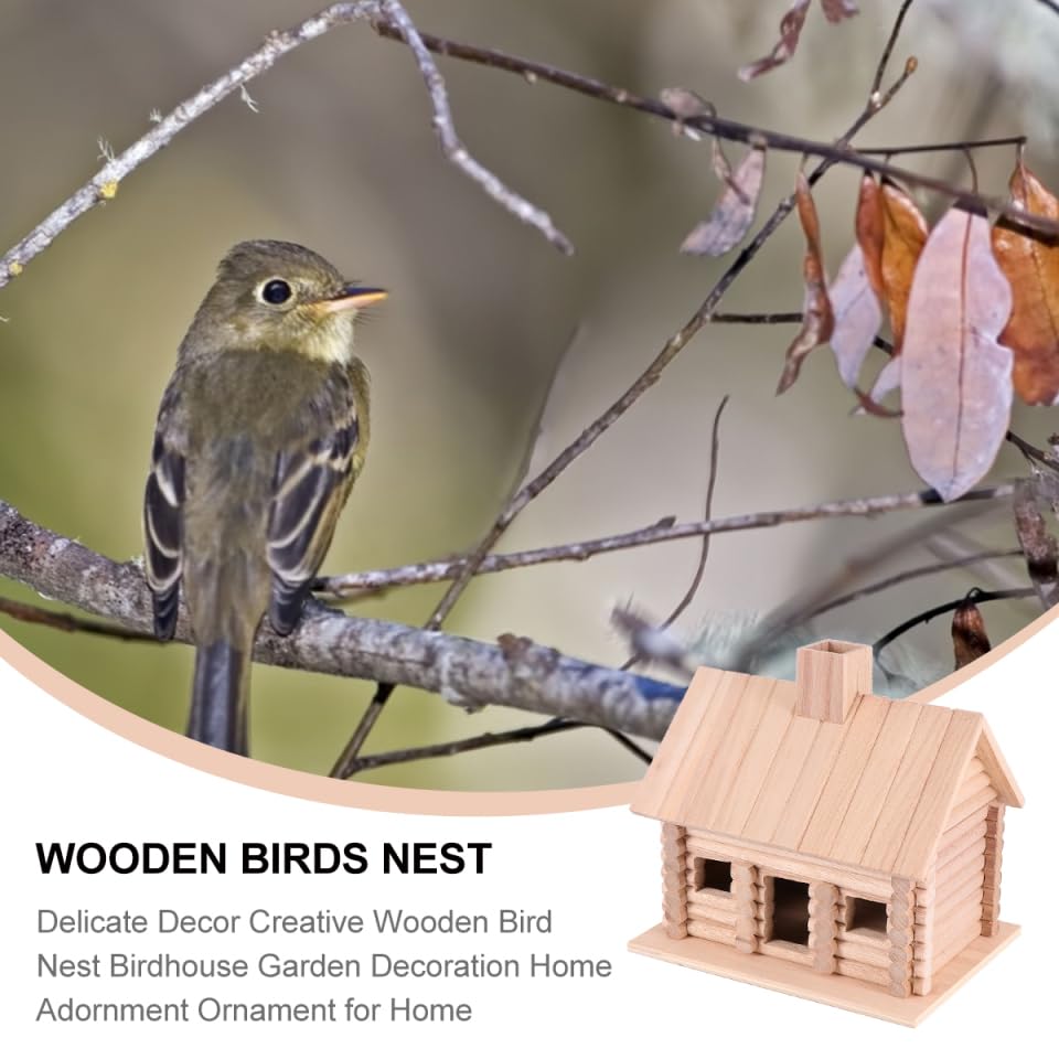 EXCEART Unfinished Wooden Bird House - Handcrafted Natural Wood Birdhouse for Garden, Park, Outdoor Decor - DIY Paintable Bird Feeder for Backyard, Patio & Home Decoration - Perfect for Bird Watching & Nature Lovers