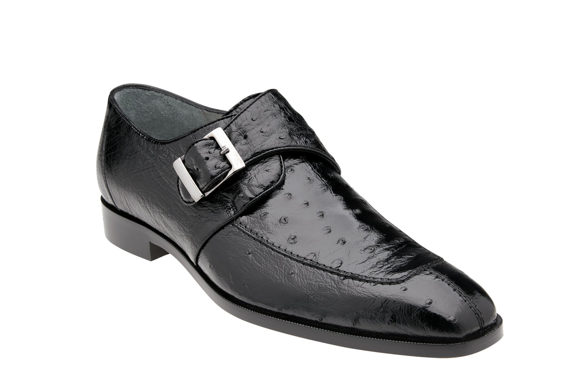 Belvedere Josh Genuine Ostrich Leather Dress Shoes for Men - Black Formal Business Oxfords (114011) | Perfect for Weddings, Office & Special Occasions