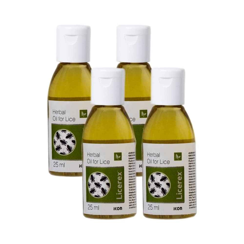 Licerex Hair Growth Oil (25ml - Pack of 4) with 12 Natural Oils: Coconut, Neem, Tea Tree, Almond & More | Ayurvedic Treatment for Hair Loss, Dandruff & Scalp Care | Perfect for Daily Hair Massage & Nourishment