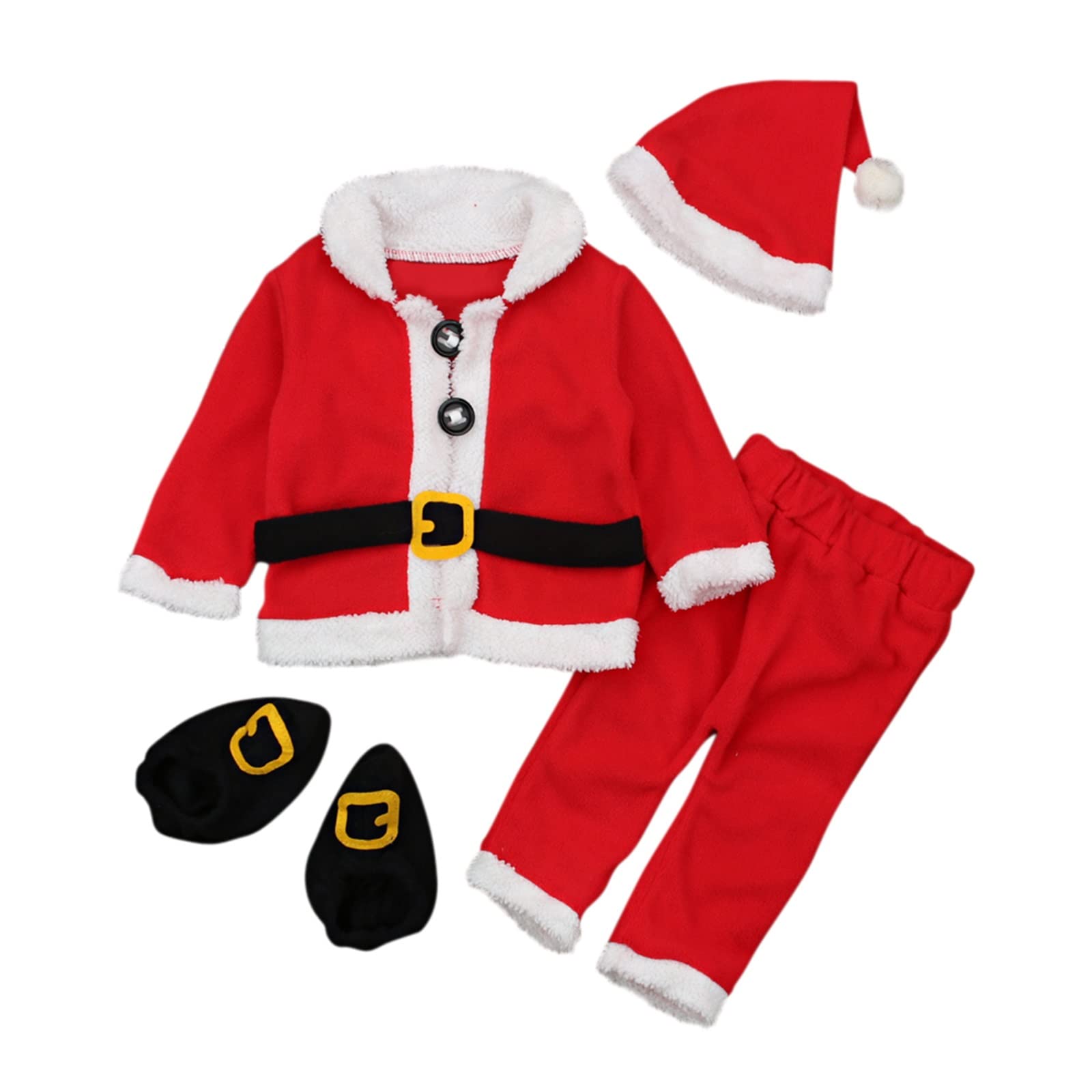 Adorable Toddler Santa Claus Christmas Outfit Set - Winter Coat, Pants, Hat & 4-Piece Holiday Costume for Baby Boys & Girls | Perfect for Xmas Parties, Family Photos & Holiday Festivities