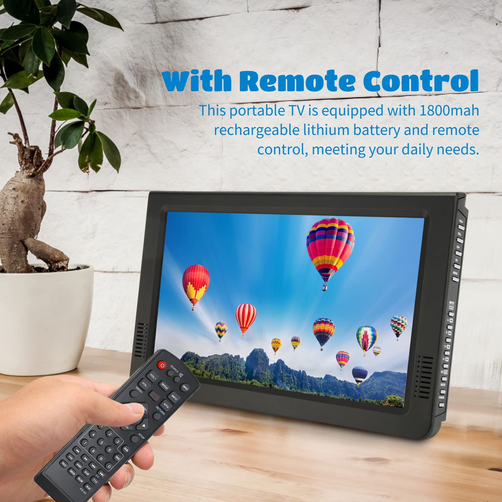 10-inch Portable Widescreen LED TV with 1080P HD | Digital ATSC/Analog TV Tuner | HDMI, SD, TF, USB, VGA Inputs | Perfect for Car, Camping, Outdoor & Kitchen Use | Smart Video Player with High Sensitivity Reception