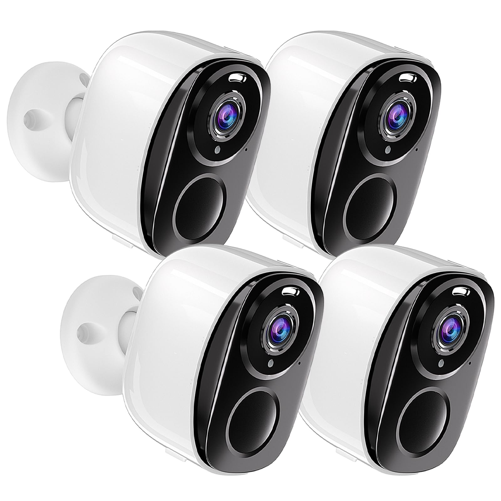 2K Wireless Outdoor Security Cameras, Battery Powered with IP65 Waterproof, Two-Way Audio & Color Night Vision - AI Motion Detection, Works with Alexa - 4 Pack for Home & Business Surveillance