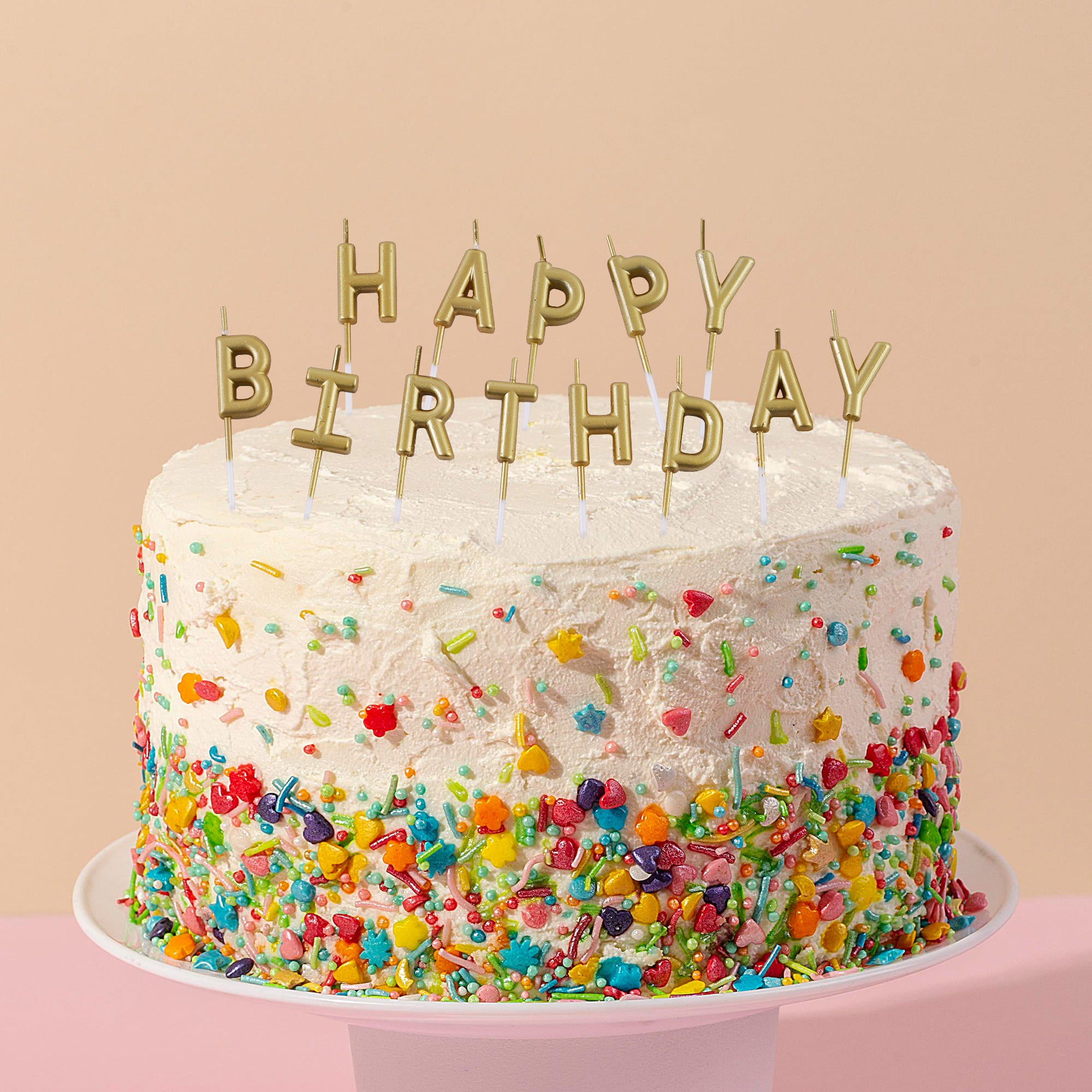3.1 Happy Birthday Pick Candles - Gold Metallic Cake Toppers for Birthday Party Decorations | Perfect for Cupcakes, Cakes & Dessert Table Centerpieces