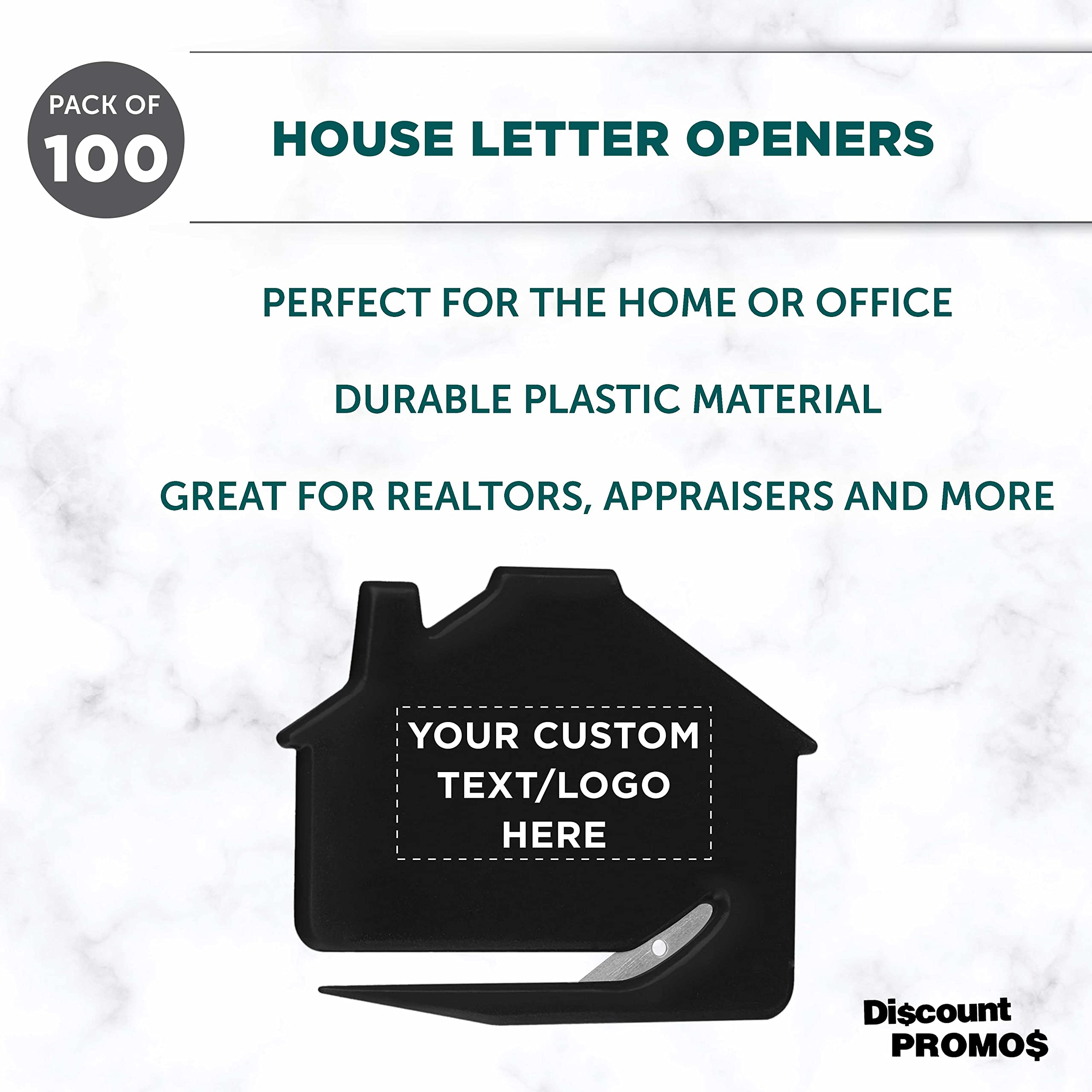 Custom House Letter Openers Set of 100 - Personalized Bulk Pack for Home & Office Use - Elegant Black Letter Opener - Perfect for Mail Opening, Office Supplies, Wedding Favors & Corporate Gifts