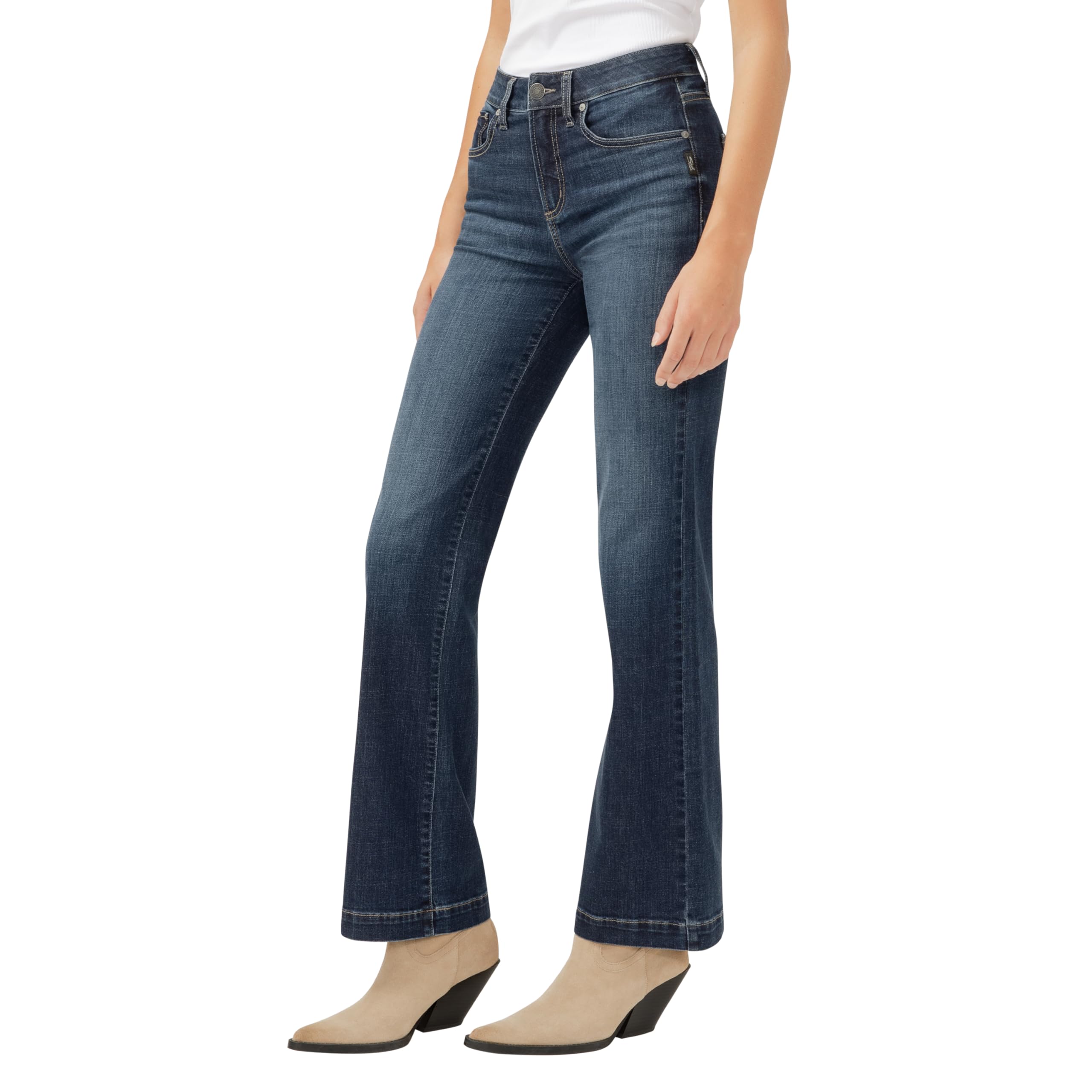 Silver Jeans Co. Women's Avery High Rise Curvy Fit Trouser Jeans - Stretchy Comfort for Work & Casual Wear | Flattering Plus Size Denim Pants for Everyday Style