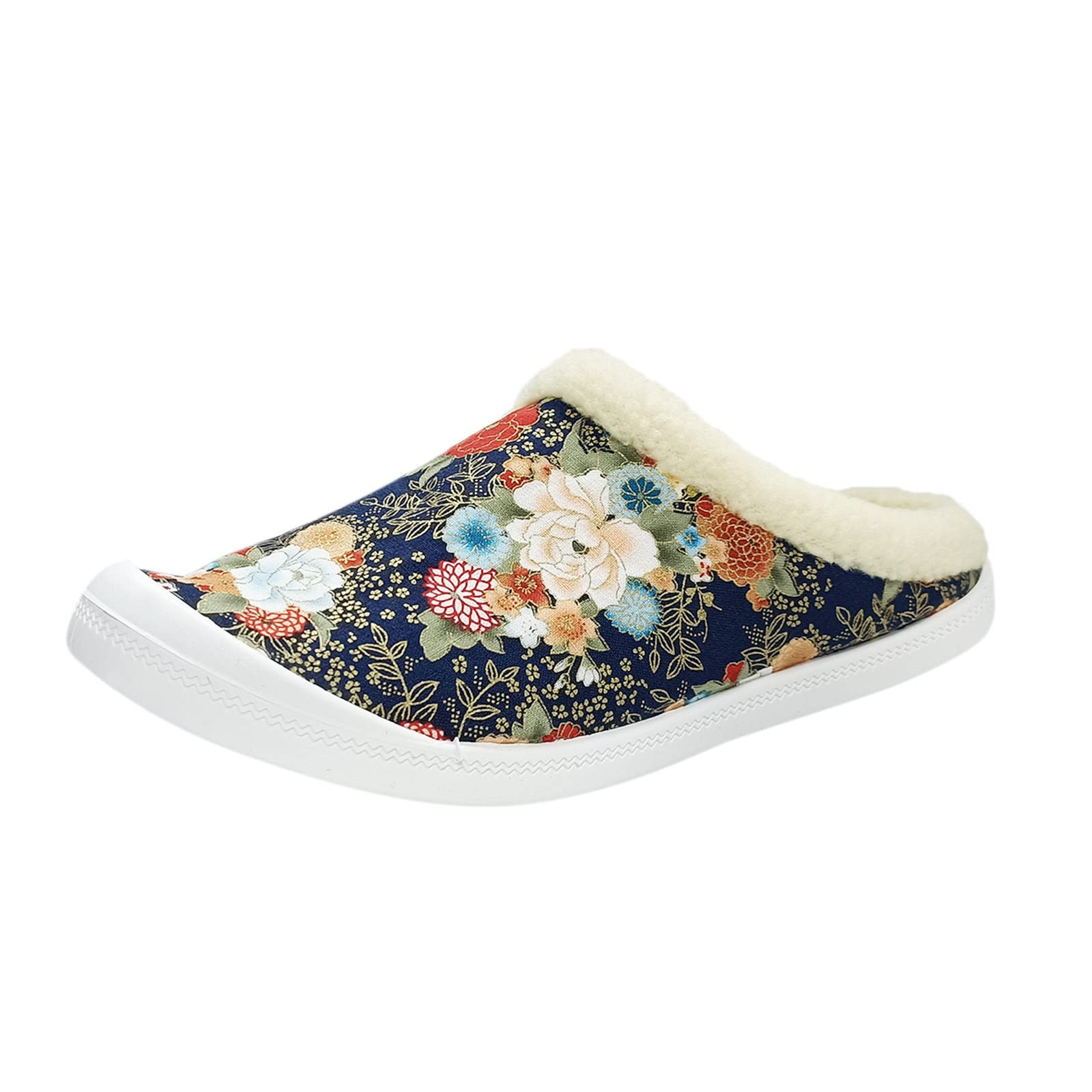 **Women's Casual Beach Slippers - Soft Velvet Loafers for Autumn & Winter - Warm Vulcanized Canvas Shoes - Flat Comfortable Shoes for Women (Blue, Size 9.5) - Perfect for Relaxing at Home, Walking on the Beach, or Running Errands**