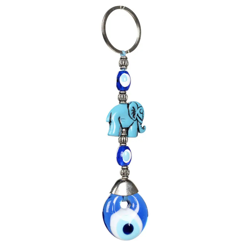 Evil Eye Keychain for Protection - Elephant Charm Good Luck Keyring for Women & Men - Perfect for Bags, Backpacks, and Gifts