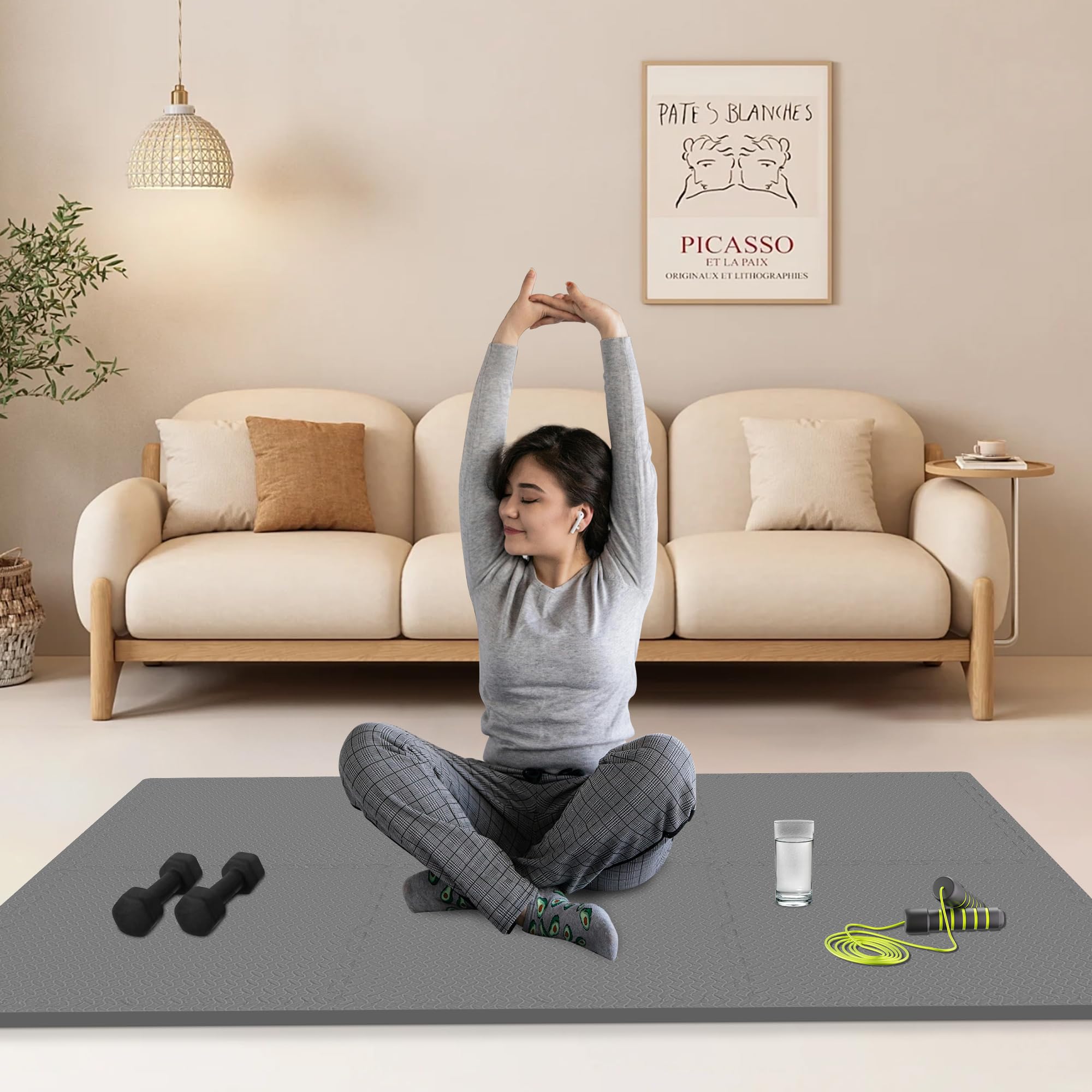 Signature Fitness EVA Foam Interlocking Puzzle Exercise Mat - Non-Slip Flooring for MMA, Yoga, Gymnastics & Home Gym - Multiple Sizes - Perfect for Workouts, Playrooms & Garage Gyms