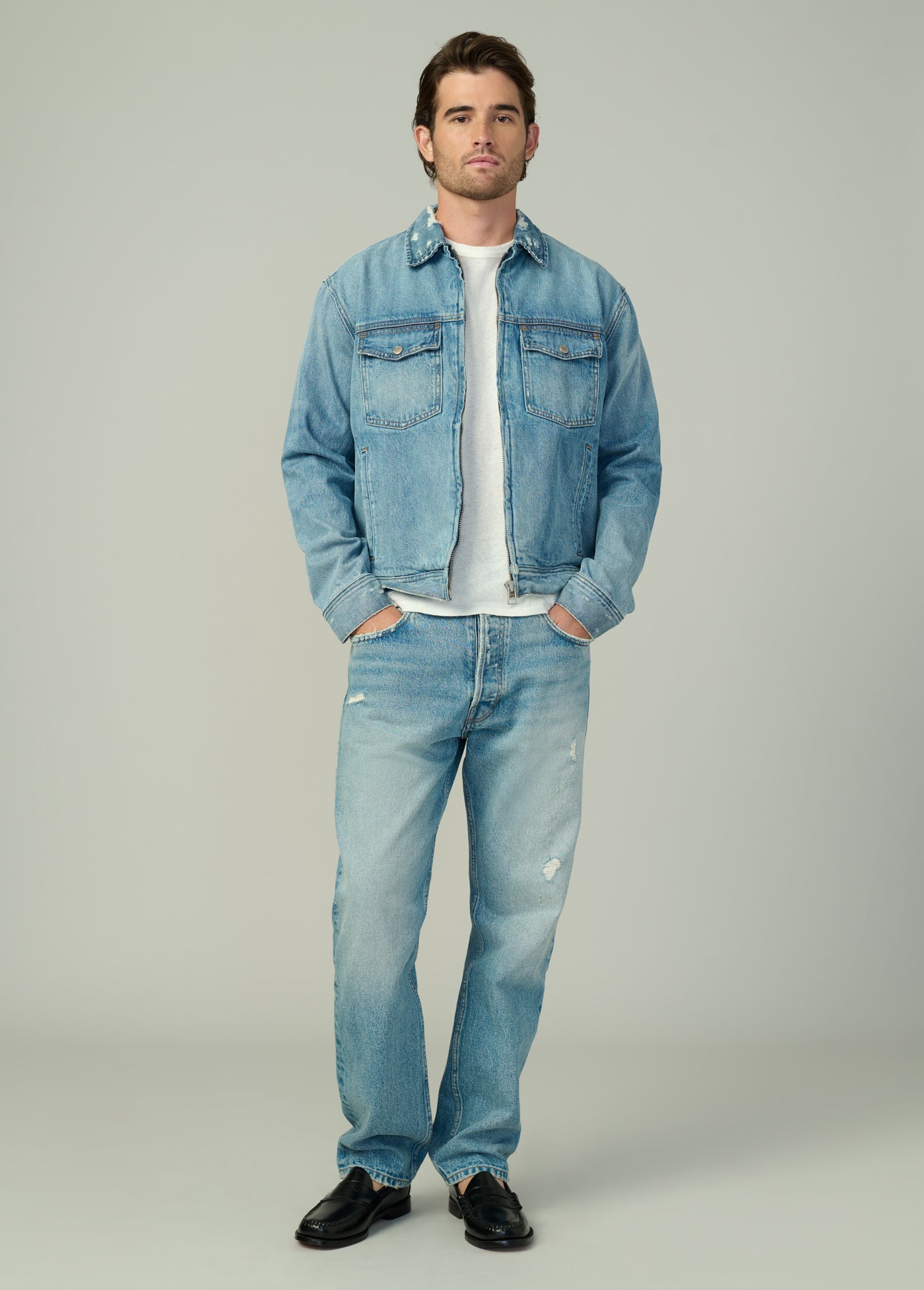 ALAN DENIM JACKET for Men - Classic Blue Denim Jacket with Button Front & Chest Pockets | Perfect for Casual Outfits, Streetwear & Fall Layering