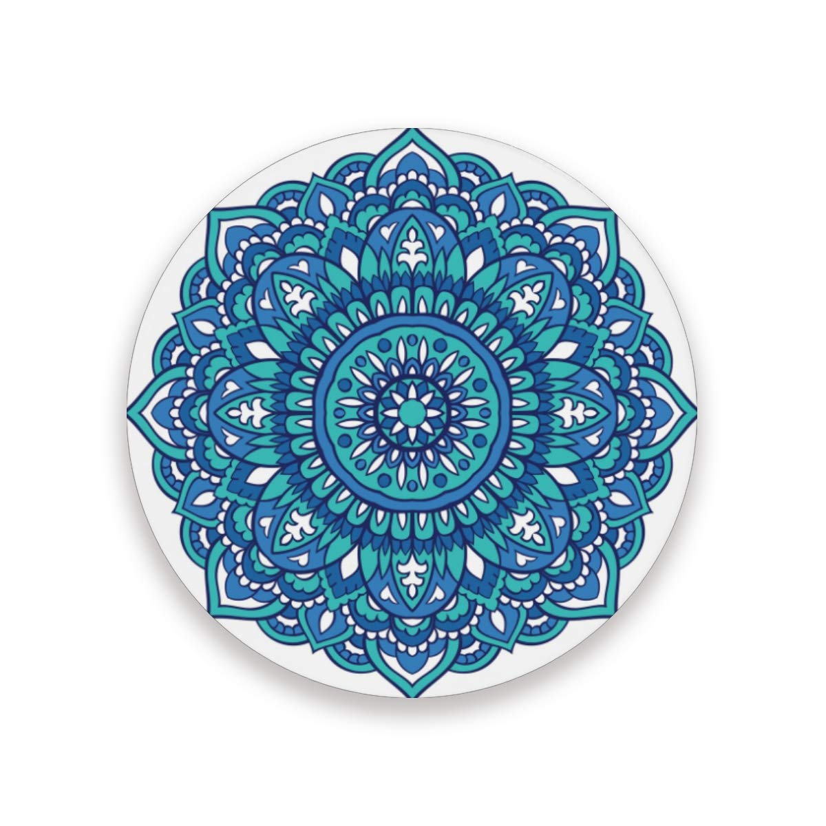 Blueangle Oriental Mandala Design Coasters Set of 4 - Non-Slip Round Drink Coasters for Glasses, Mugs, Vases & Candles (10cm) - Perfect for Dining Table, Coffee Table & Home Decor