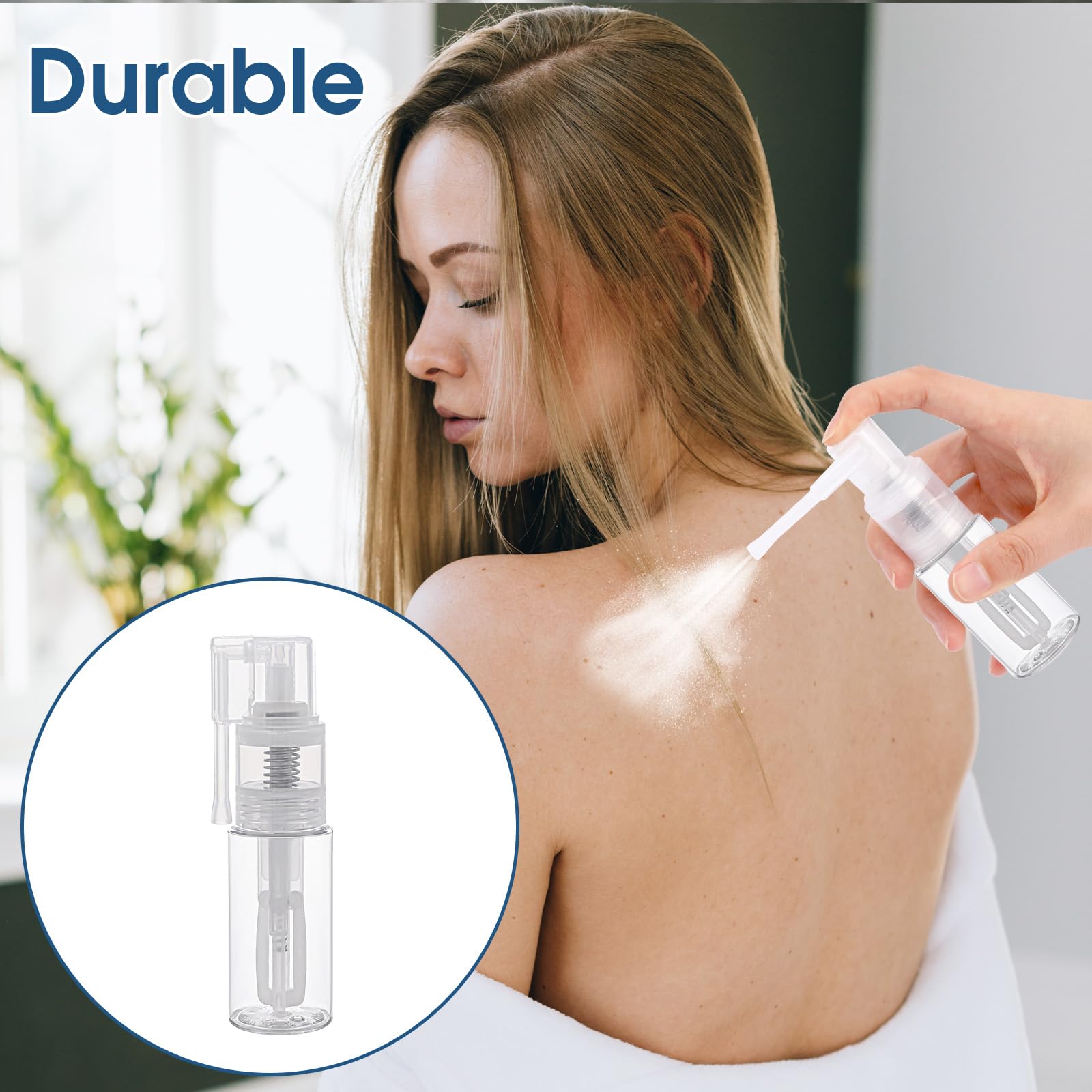 2 Pack Empty Powder Spray Bottles for Makeup, Glitter, Dusting & Dry Cleaning - Refillable Cosmetic & Barber Spray Bottles for Cake Decorating, Crafts & Salon Use