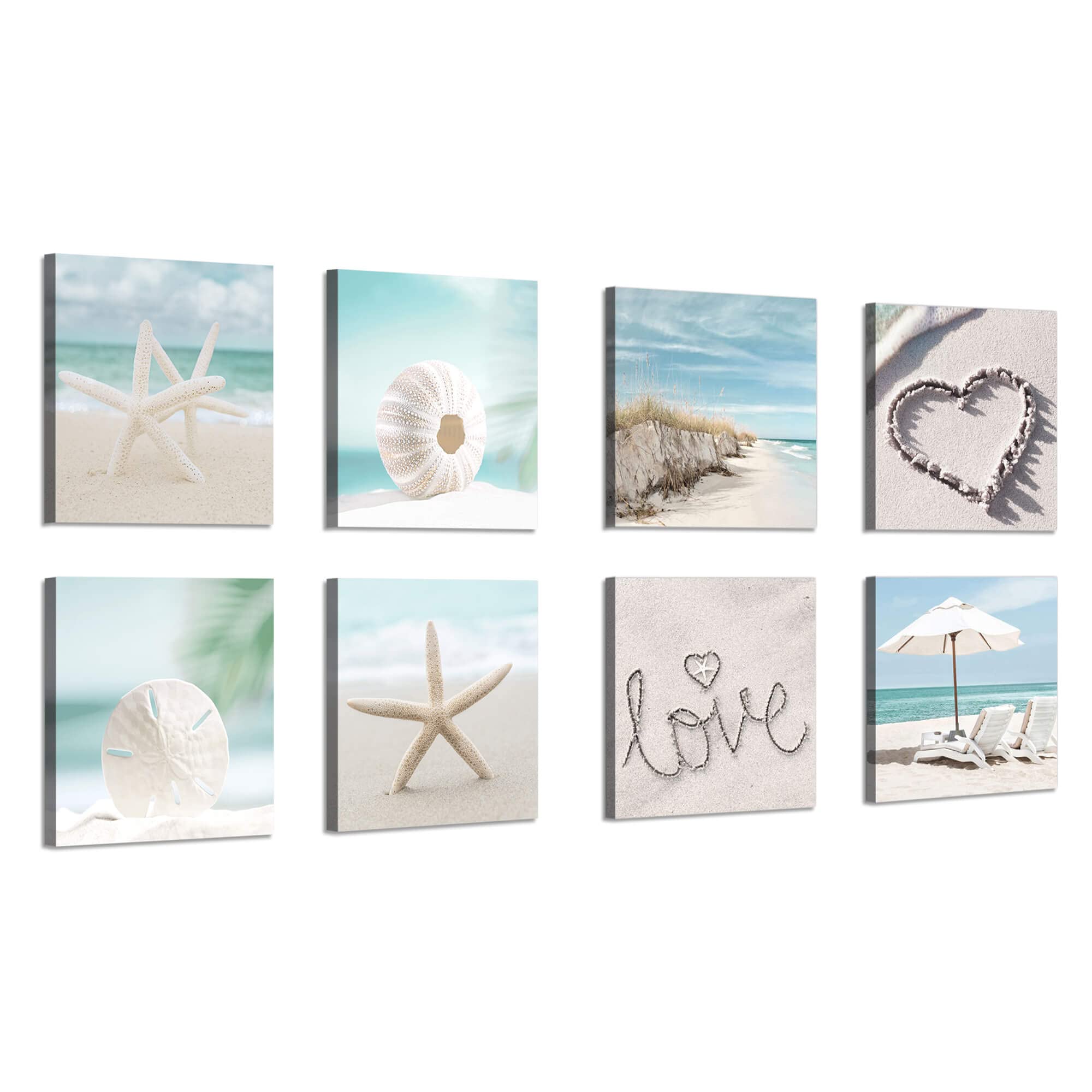 ARTISTIC PATH Seashell Canvas Wall Art - Coastal Beach Decor for Living Room, Bedroom & Bathroom - Ocean Themed Home Decor