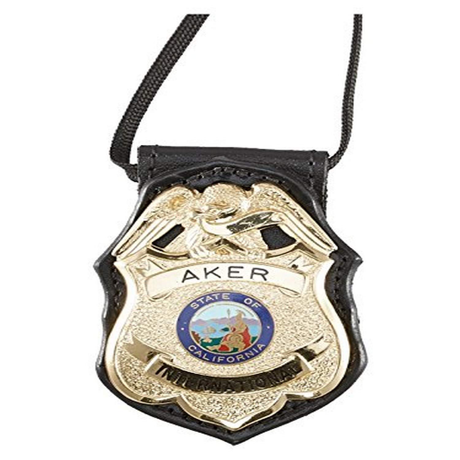Aker Leather 690 Recessed Badge Holder - Professional ID Card Holder for Work, Security & Office Use - Durable Leather Badge Clip for Employees, Nurses & First Responders