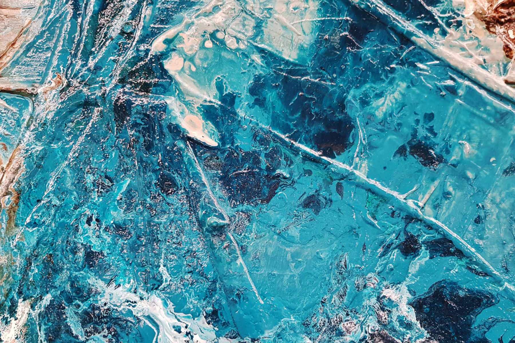 270cm x 120cm Turquoise White Textured Abstract Canvas Painting - Modern Wall Art for Living Room, Bedroom & Office Decor - Large Contemporary Home Artwork