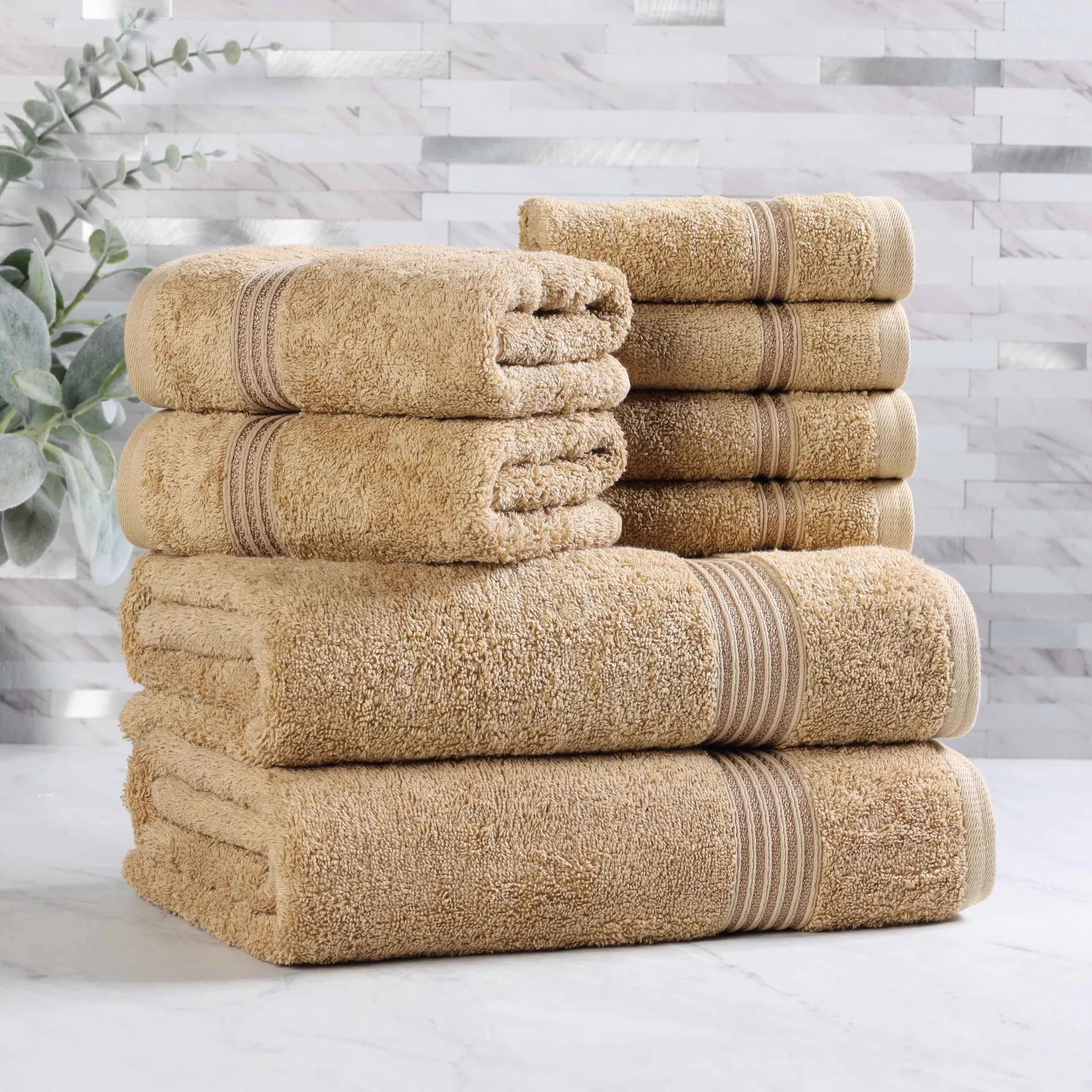 Premium Heritage Egyptian Cotton Plush Heavyweight 8-Piece Bath Towel Set - Ultra Soft & Absorbent for Spa, Luxury Hotel & Home Bathroom Use