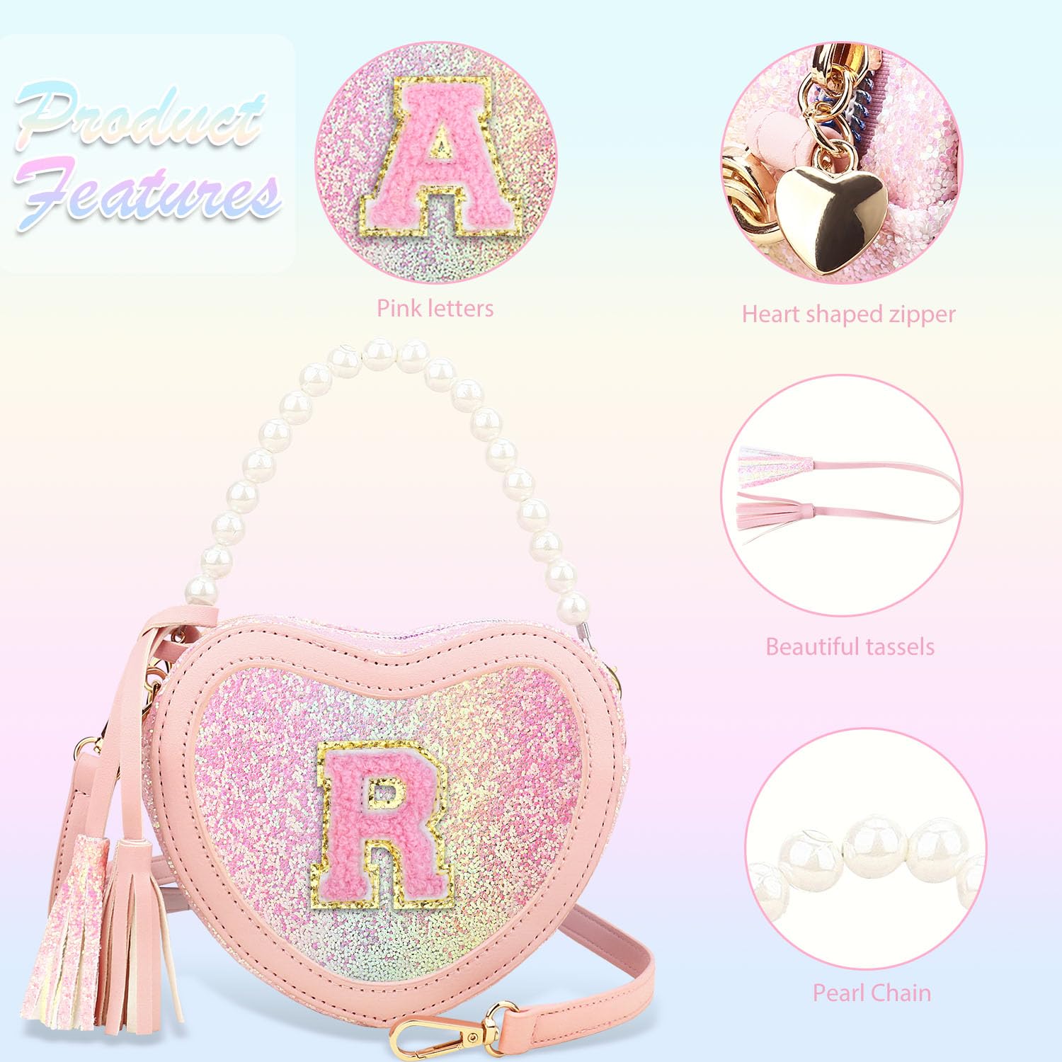 Cute Heart-Shaped Crossbody Bag for Toddler Girls - Perfect Birthday Gift, Kids Purse with Adjustable Strap for Play & Dress-Up | Ideal for Parties, School & Pretend Play