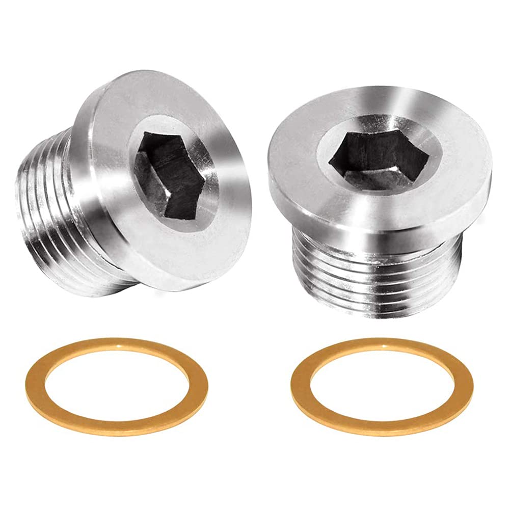 Joywayus M12x1.5 Stainless Steel Hex Head Pipe Plug Socket - CNC Machined Threaded Pipe Fitting Rods (2-Pack) - Perfect for Plumbing, Automotive & Industrial Applications