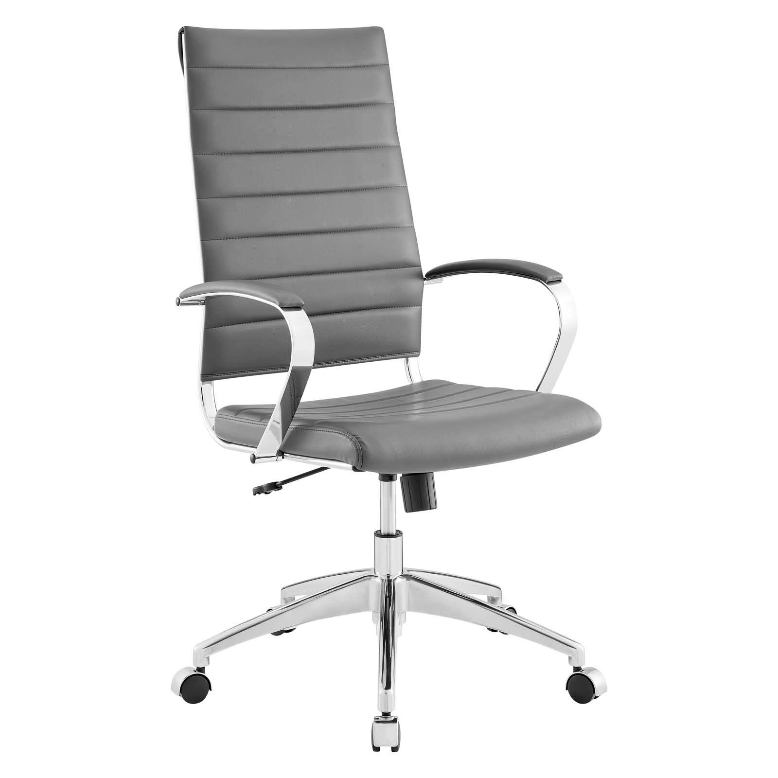Modway Jive Ribbed High Back Executive Swivel Office Chair with Arms - Ergonomic Gray Desk Chair for Home & Office Workspaces, Perfect for Long Hours Sitting & Computer Work