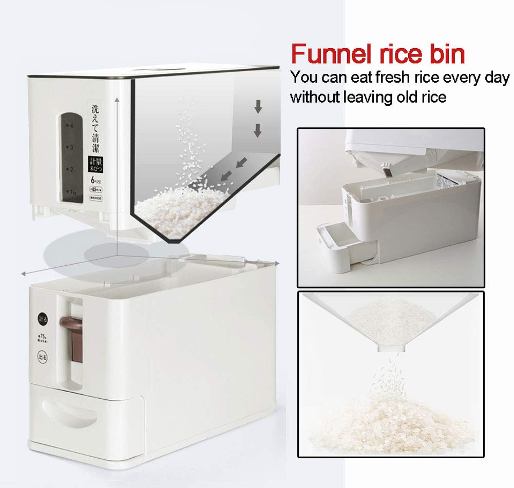 Plastic Rice Dispenser with Airtight Seal - 6kg Food Storage Container for Keeping Rice Dry, Fresh & Insect-Free | Perfect for Kitchen Pantry Organization (Red/White)