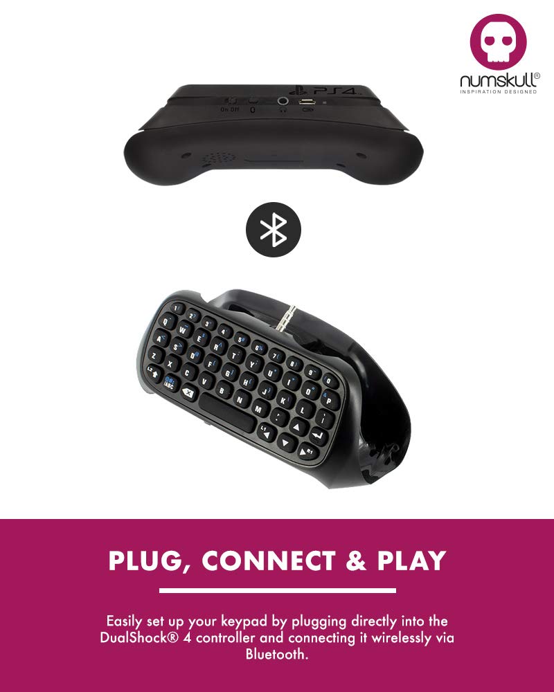 Numskull Sony PlayStation 4 Bluetooth Wireless Mini Keyboard - Wireless Chat Pad with Built-in Speaker for PS4 DualShock 4 Controller - Perfect for Gaming, Streaming & Voice Chat