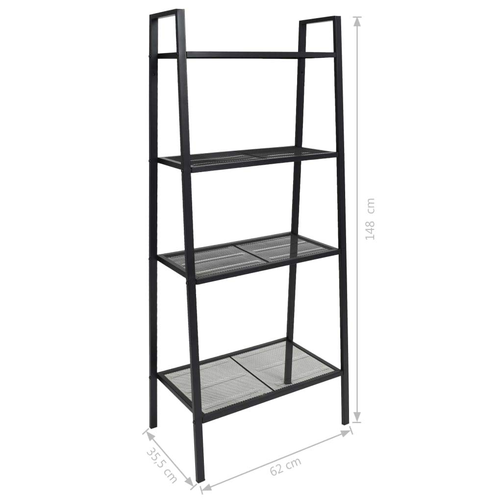 FAMIROSA 4-Tier Metal Ladder Bookcase - Black | Modern Bookshelf for Living Room, Bedroom & Office Storage