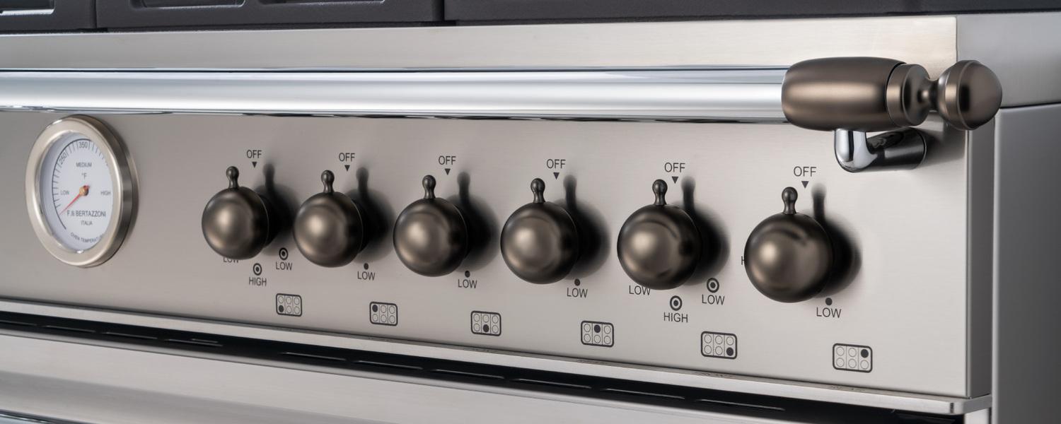 Bertazzoni Black Nickel Decor Knob Set for Range and Hood - Premium Kitchen Hardware for Stoves & Ventilation Hoods - Perfect for Modern Home Kitchen Upgrade & Appliance Styling