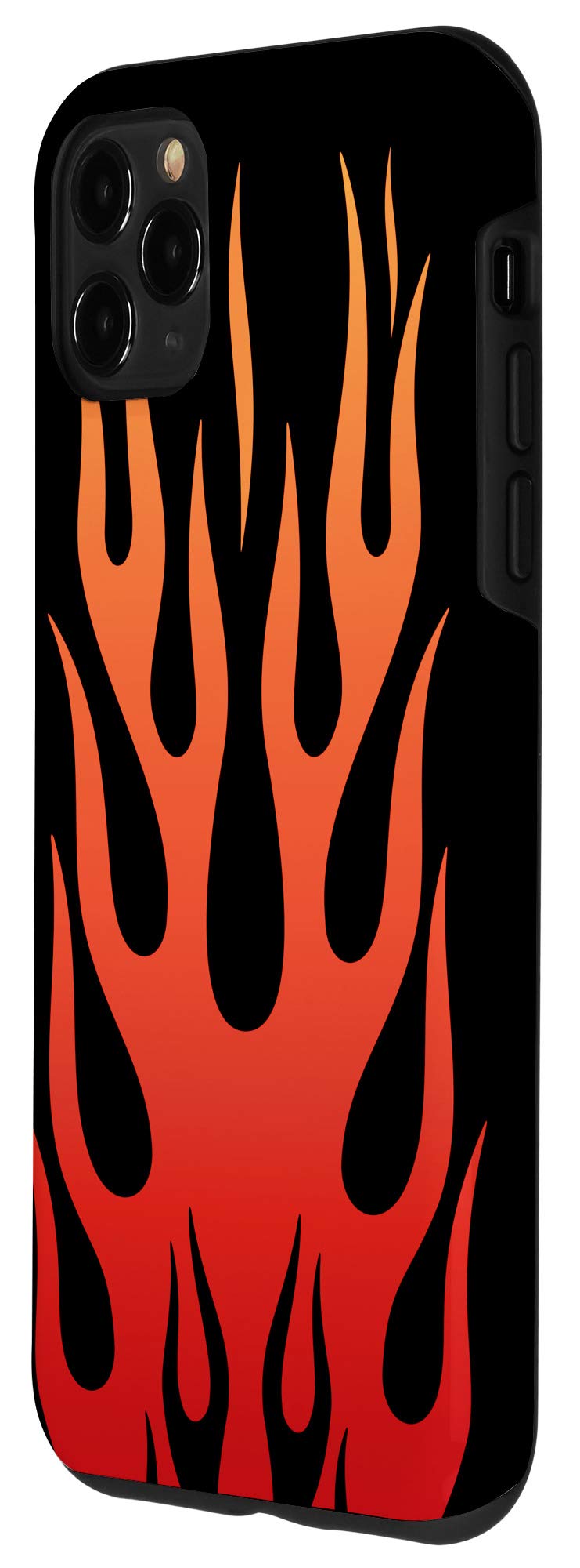 iPhone 11 Pro Max Case - Fire Red & Orange Flame Design on Black Retro Cover | Shockproof Protective Phone Case for Men & Women | Perfect for Daily Use, Travel & Outdoor Activities