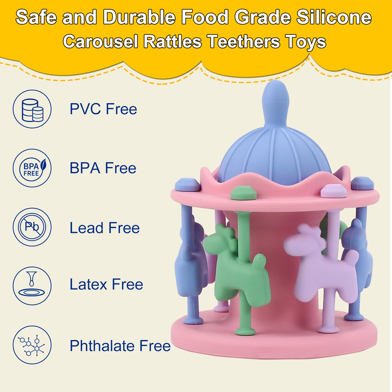 DDMY Silicone Baby Teether Toy - Safe for 0-12 Months, Perfect Gift for Girls & Boys - Great for Teething Relief & Playtime