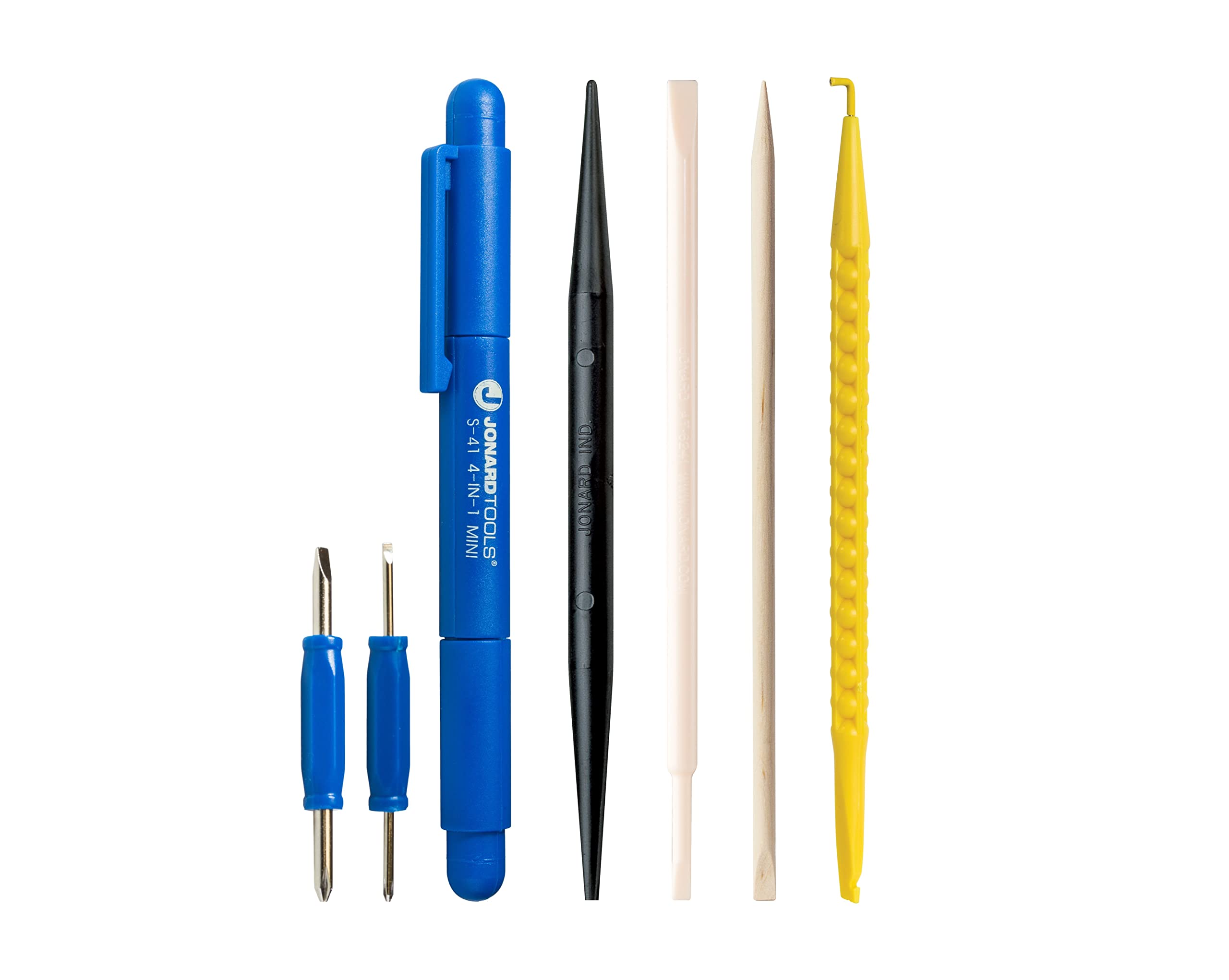 Jonard Tools TK-AT5 5-Piece Precision Alignment Tool Kit - Includes Spudger, Screwdriver, Alignment Tool, Orange Stick & Probe Pick - Perfect for Electronics Repair, Phone Maintenance & Small Device Assembly