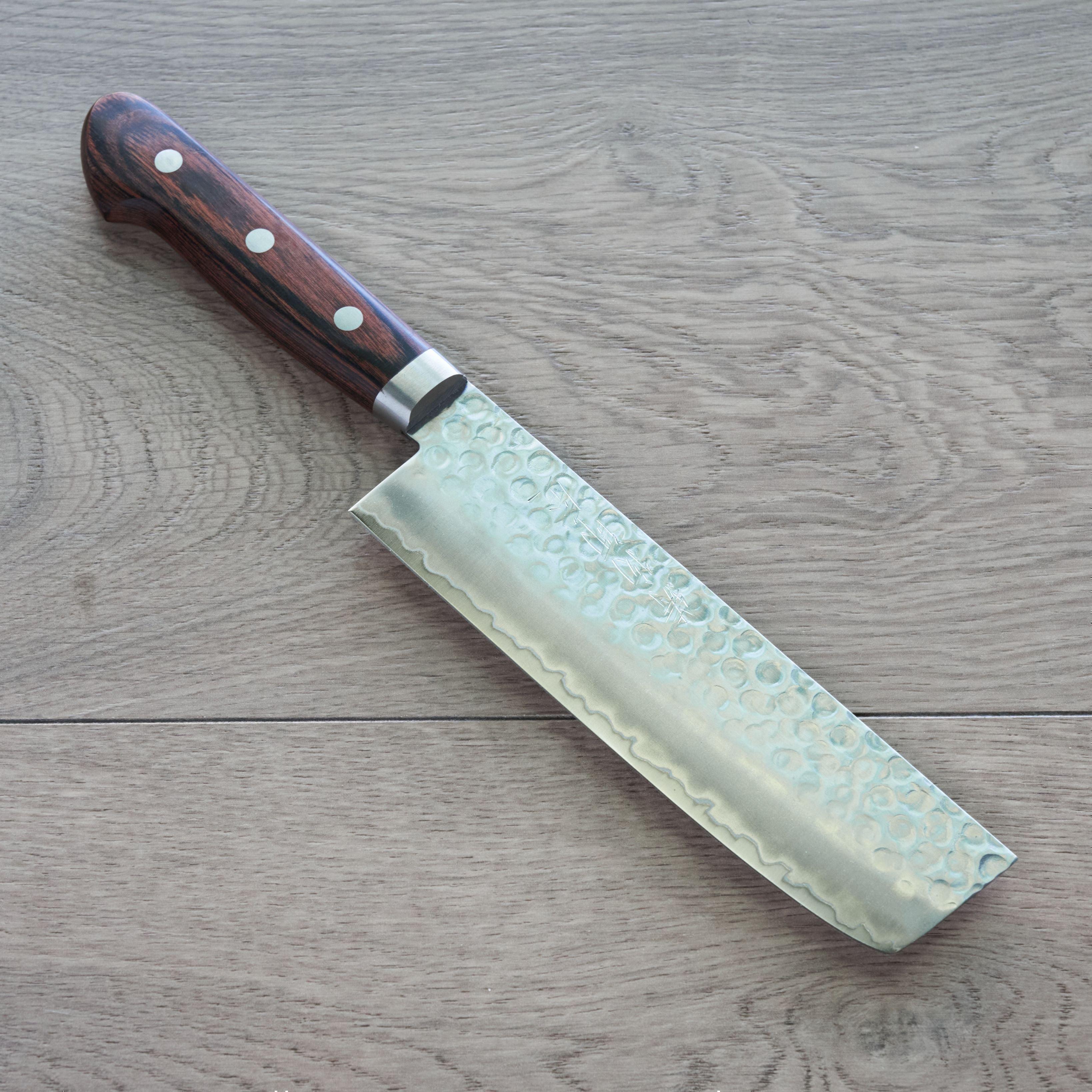 Hitohira Imojiya HG Tsuchime Nakiri Knife 165mm - Japanese Damascus Steel Chef Knife for Precision Vegetable Chopping & Slicing - Perfect for Home Cooks & Professional Kitchens