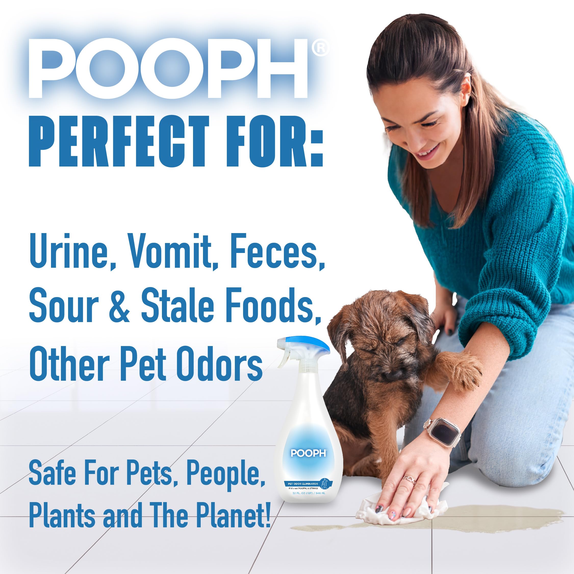Pooph Pet Odor Eliminator Spray - 3 Pack (32oz Each) | Molecular Odor Neutralizer for Dogs & Cats | Urine, Poop, Pee Stain Remover | Safe for Furniture, Carpets & Pet Areas | Fresh & Clean Scent for Home, Kennels & Pet Supplies
