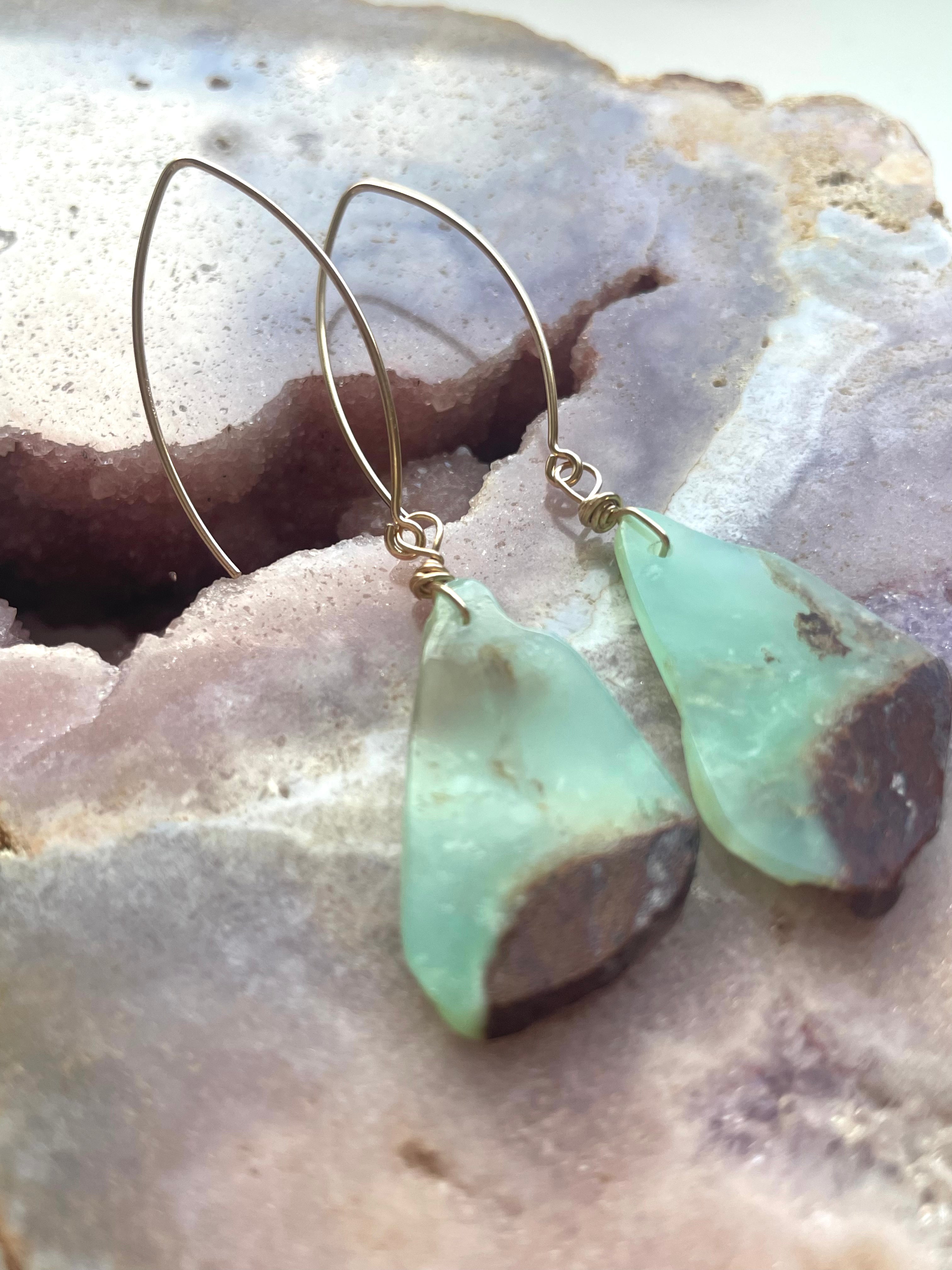 Chrysoprase Statement Earrings - 14K Gold Filled Dangle Earrings for Women | Elegant Jewelry Gift for Birthday, Wedding & Special Occasions