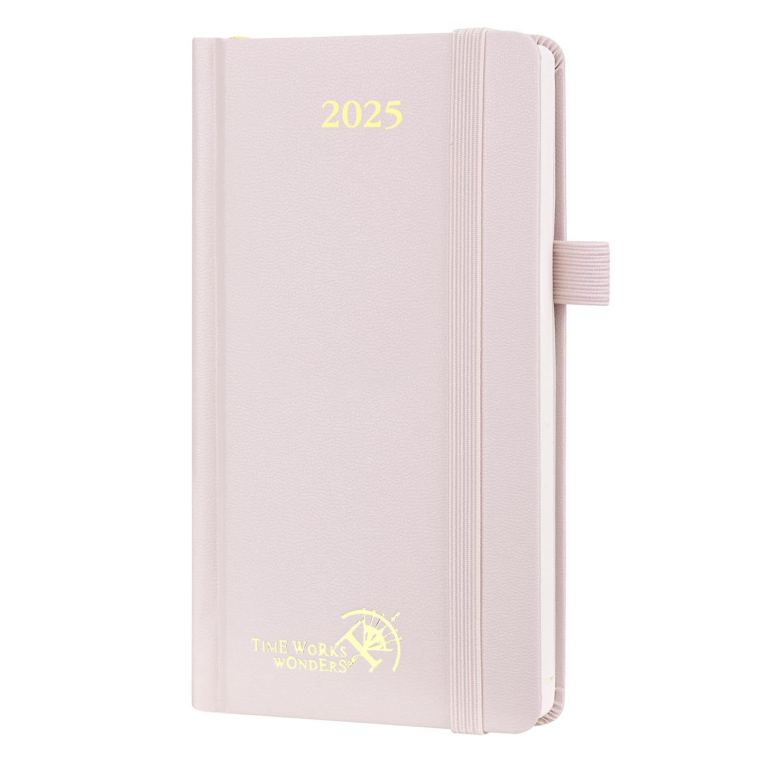 POPRUN Slim Diary 2025 - Hardback Pocket Planner (16.5x9 cm) | Weekly Vertical Layout with Inner Pocket | Light Pink | Perfect for Daily Scheduling, Work Planning & Personal Organization