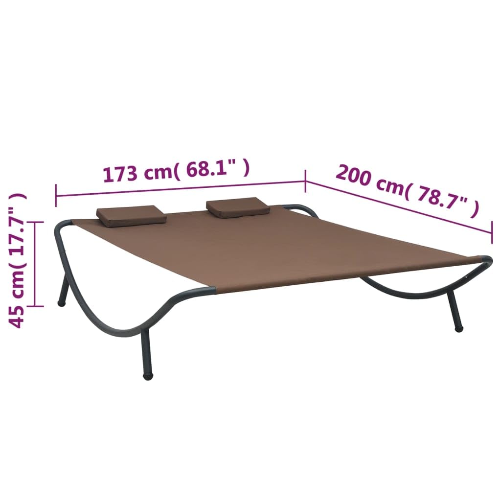 Brown Outdoor Patio Lounge Bed - Waterproof & UV Resistant Fabric for Garden, Poolside, and Backyard Relaxation