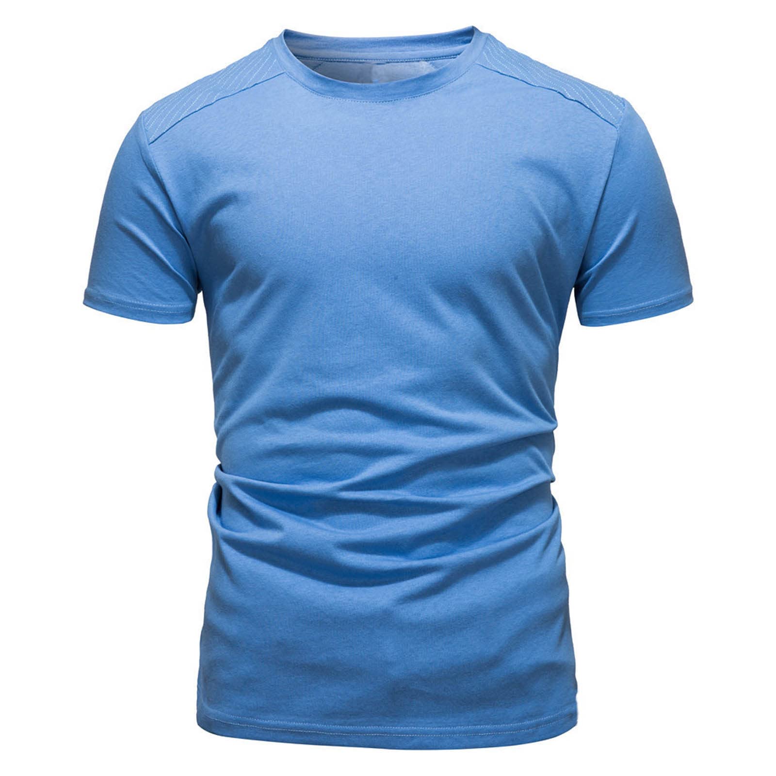 Tuduoms Men's Short Sleeve Cotton T-Shirts - Soft Basic Crew Neck Tee for Gym, Workout & Casual Wear - Slim Fit Solid Color Active Shirts for Everyday Comfort
