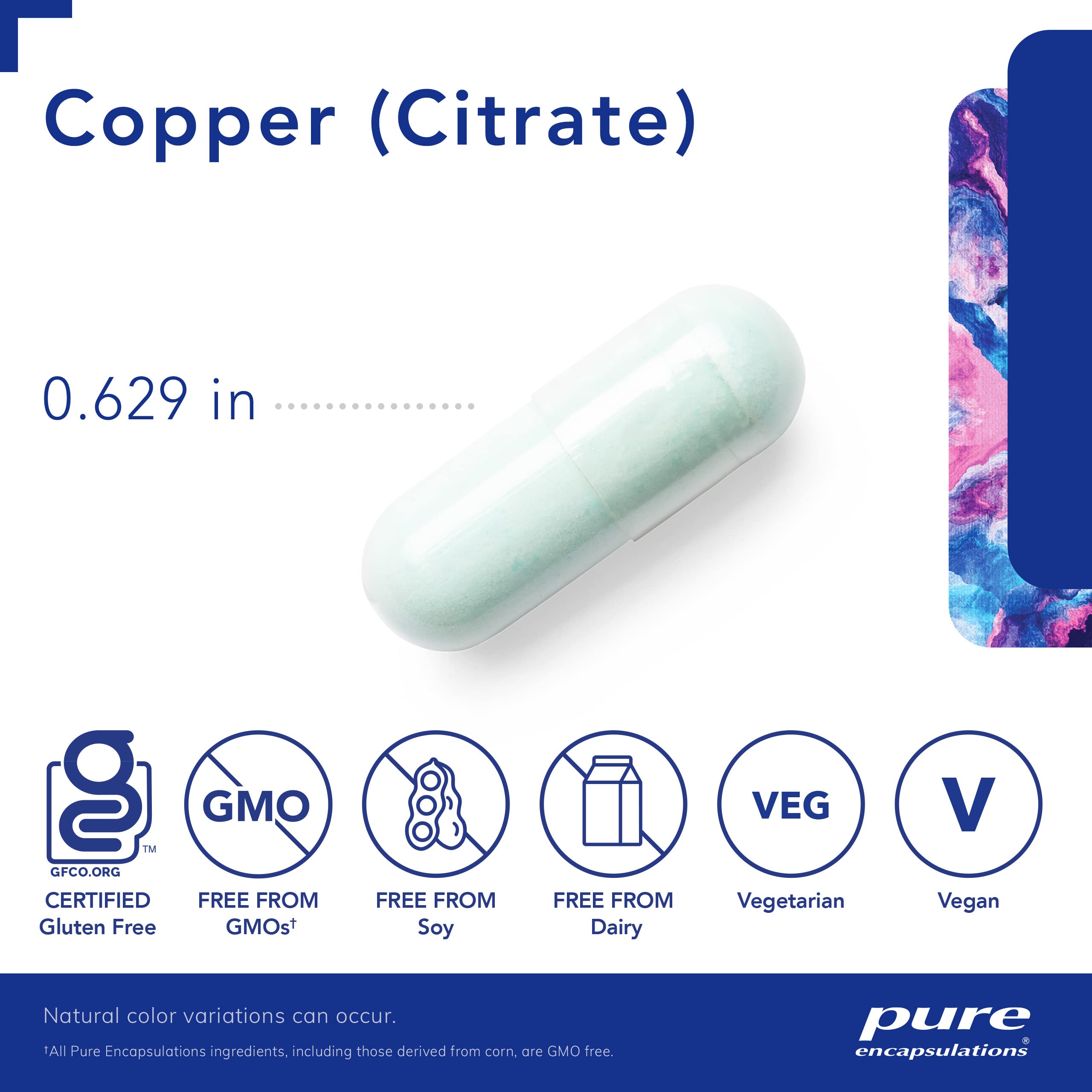 Pure Encapsulations Copper Citrate 60 Capsules - Highly Bioavailable Copper Supplement for Immune Support & Energy Production | Supports Brain Health & Collagen Formation | Ideal for Daily Wellness & Active Lifestyles