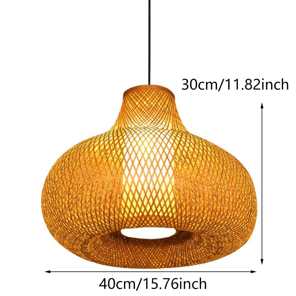 Handwoven Bamboo Pendant Light - Rustic Wicker Hanging Lamp with Adjustable Lampshade for Home, Hotel, Cafe & Restaurant Decor | Eco-Friendly Chandelier for Indoor & Outdoor Lighting