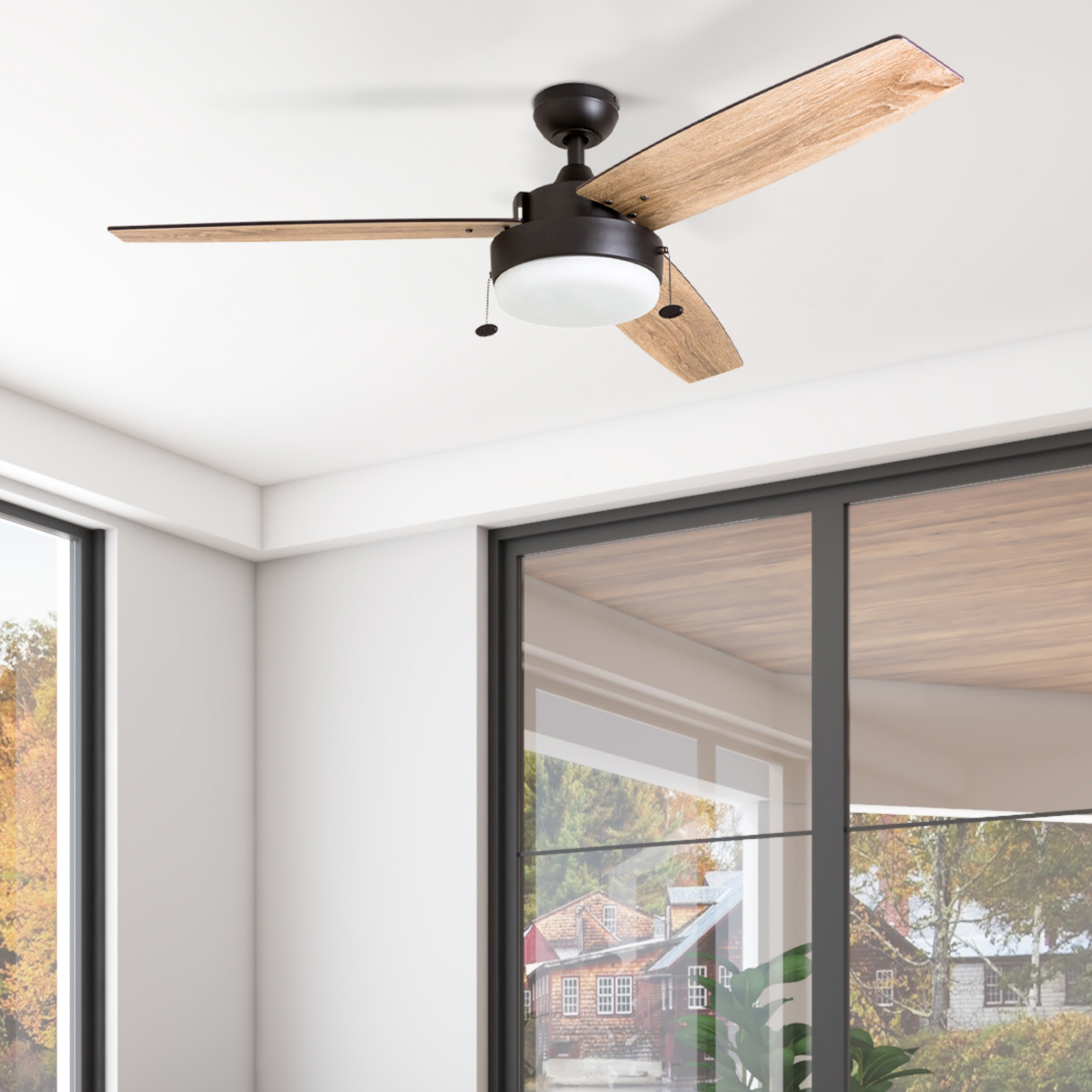 52 Inch Statham Ceiling Fan with Pull Chain in Espresso Finish - Perfect for Living Room, Bedroom, and Outdoor Patio Cooling