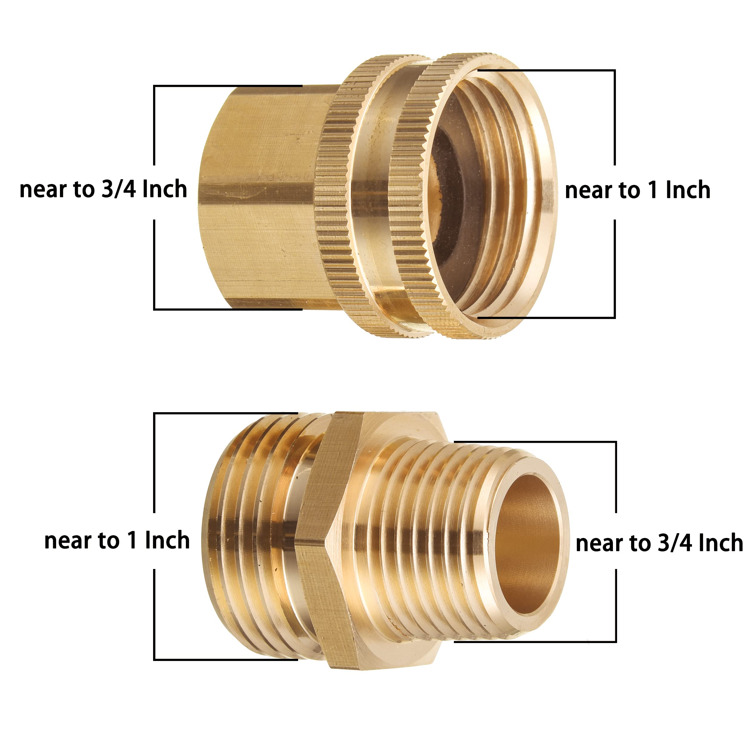 JOEJET 3/4 Inch GHT to 1/2 Inch NPT Brass Garden Hose Adapter - Quick Connect Fittings for Outdoor Watering, Irrigation & Washing (2 Pack) - Perfect for Lawn Care, Car Washing & Gardening Tools