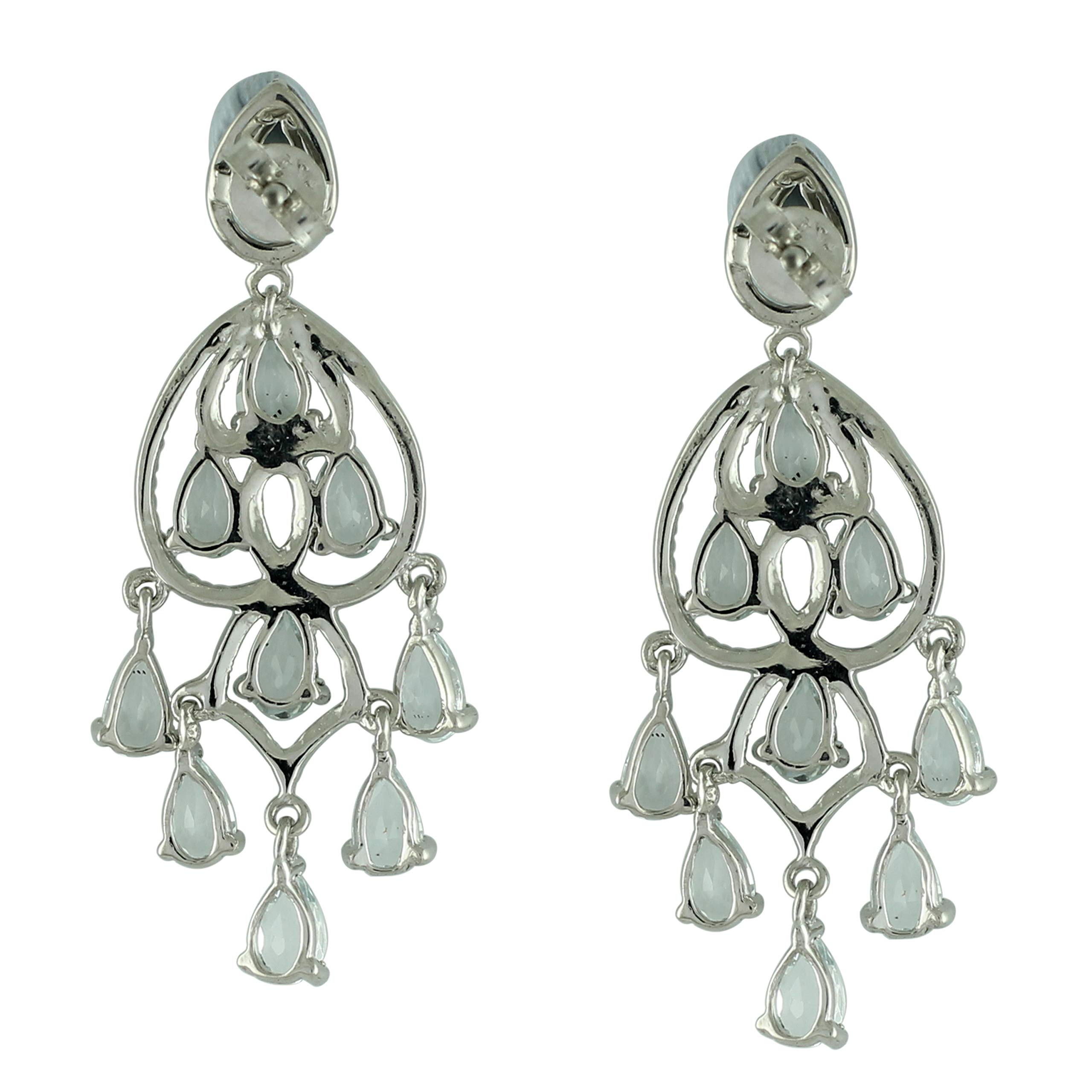 Natural Aquamarine Gemstone Pear-Shaped 925 Sterling Silver Drop Dangle Earrings – Elegant Jewelry for Women, Perfect for Weddings, Parties & Special Occasions