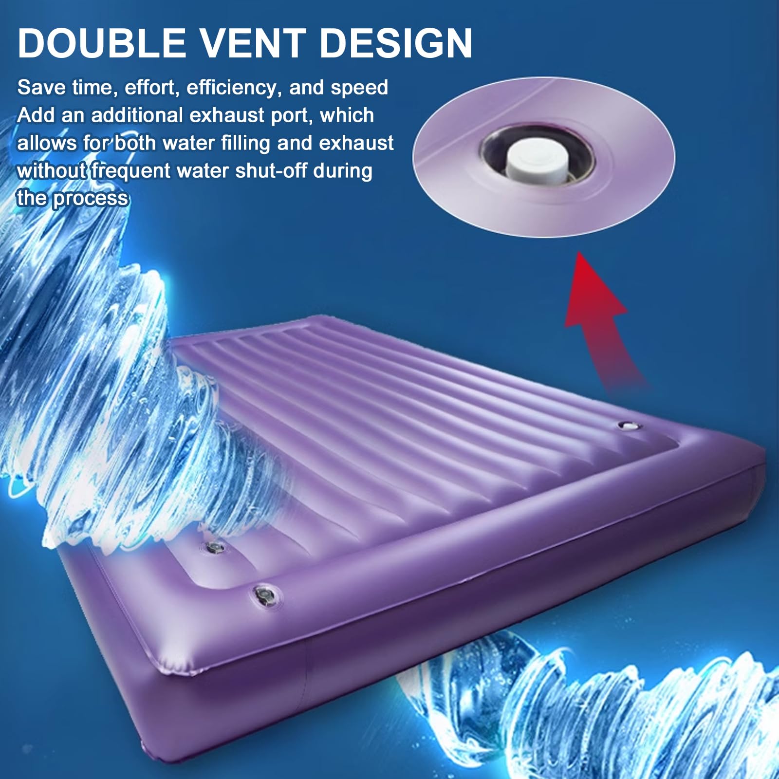 95% Small Wave Water and Air Dual Purpose Mattress with Air Pump & Water Pipe - No Frame Needed, Perfect for Home, Camping & Travel (Queen Size 60
