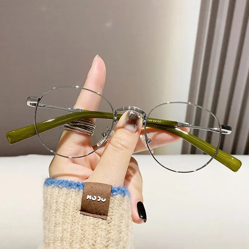 CCspace Unisex Full Rim Oval Alloy Acetate Eyeglasses 57243 - Lightweight & Durable Frame for Men & Women - Perfect for Reading, Work, and Everyday Wear