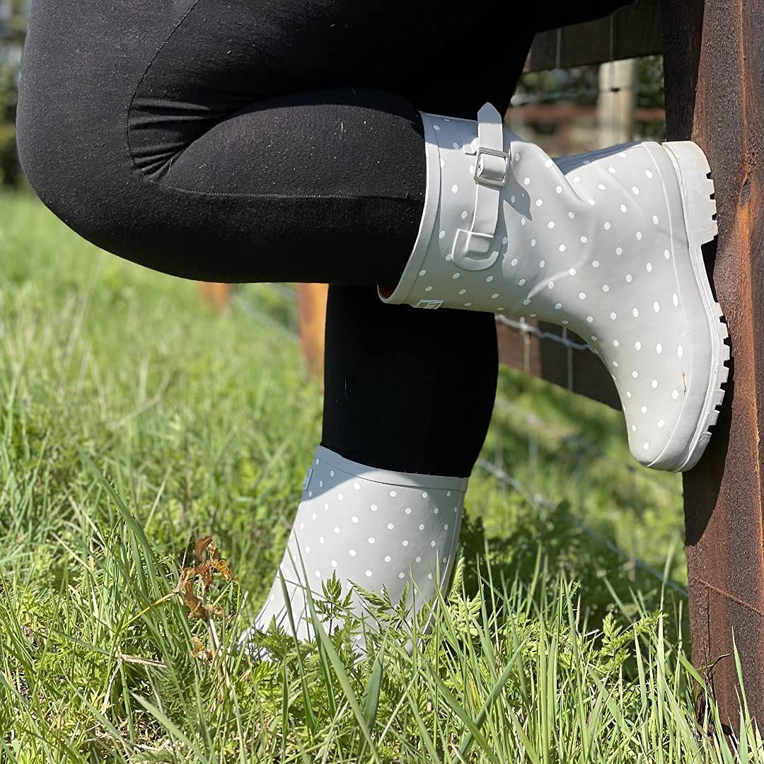 Jileon Mid Calf Rain Boots for Wide Feet - Waterproof Wide Calf Boots for Women with Comfortable Fit - Perfect for Rainy Days, Gardening & Outdoor Activities